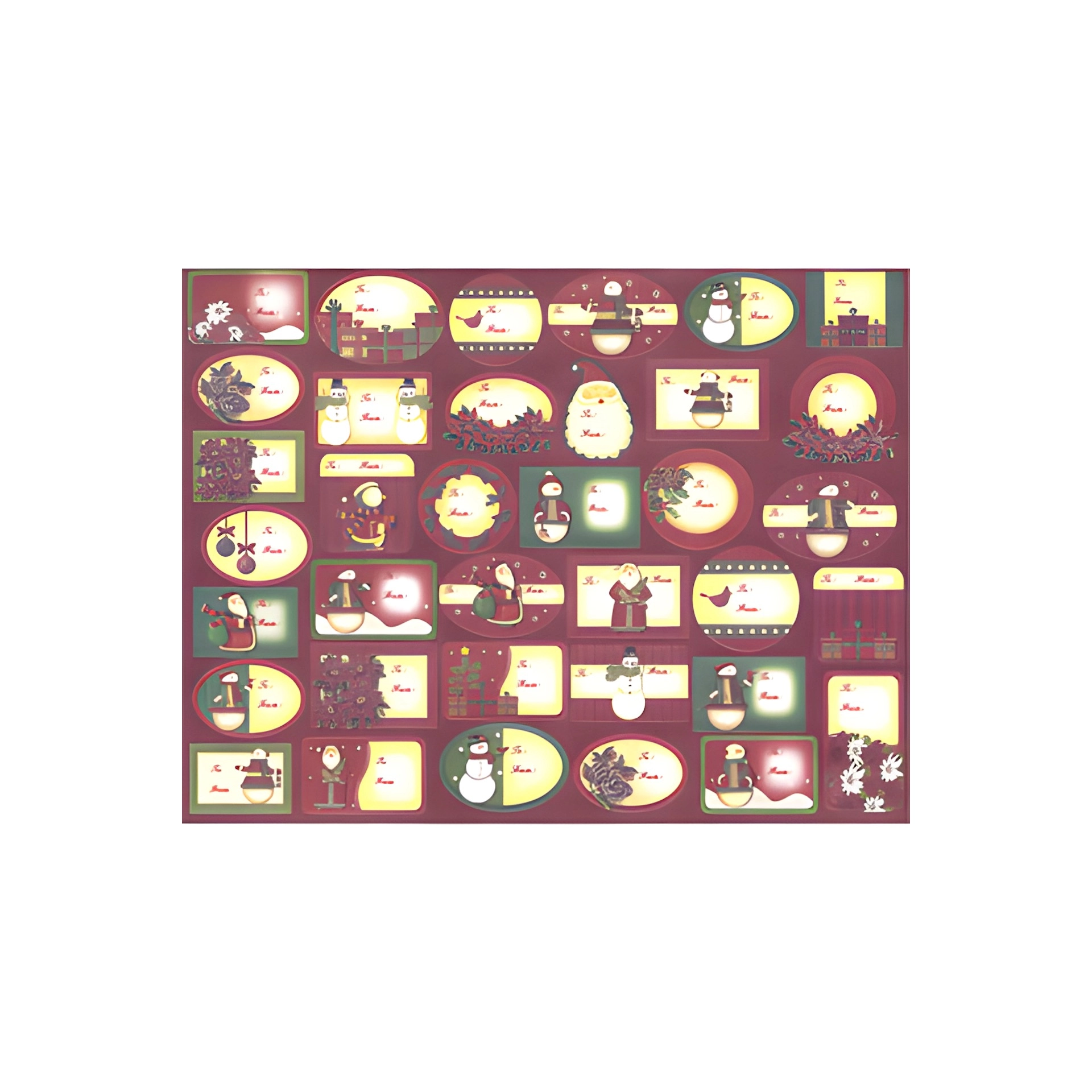 Geschenkaufkleber 'Weihnachten' bordeaux, 72 Stück