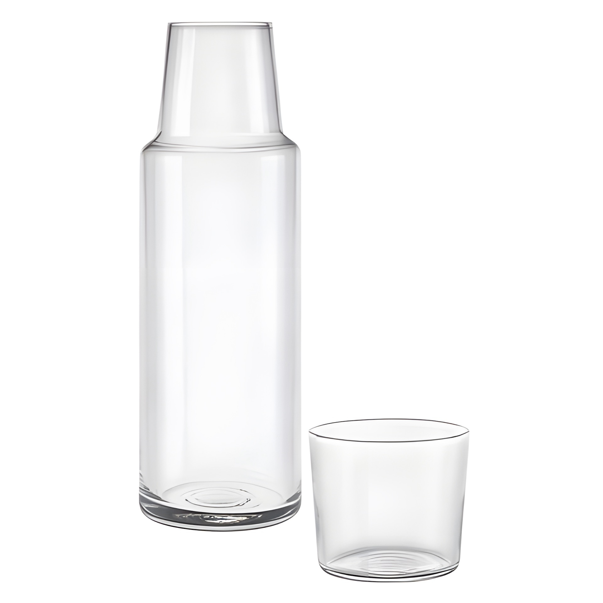 Glasflasche 1 Liter mit Trinkglas, 2-teilig