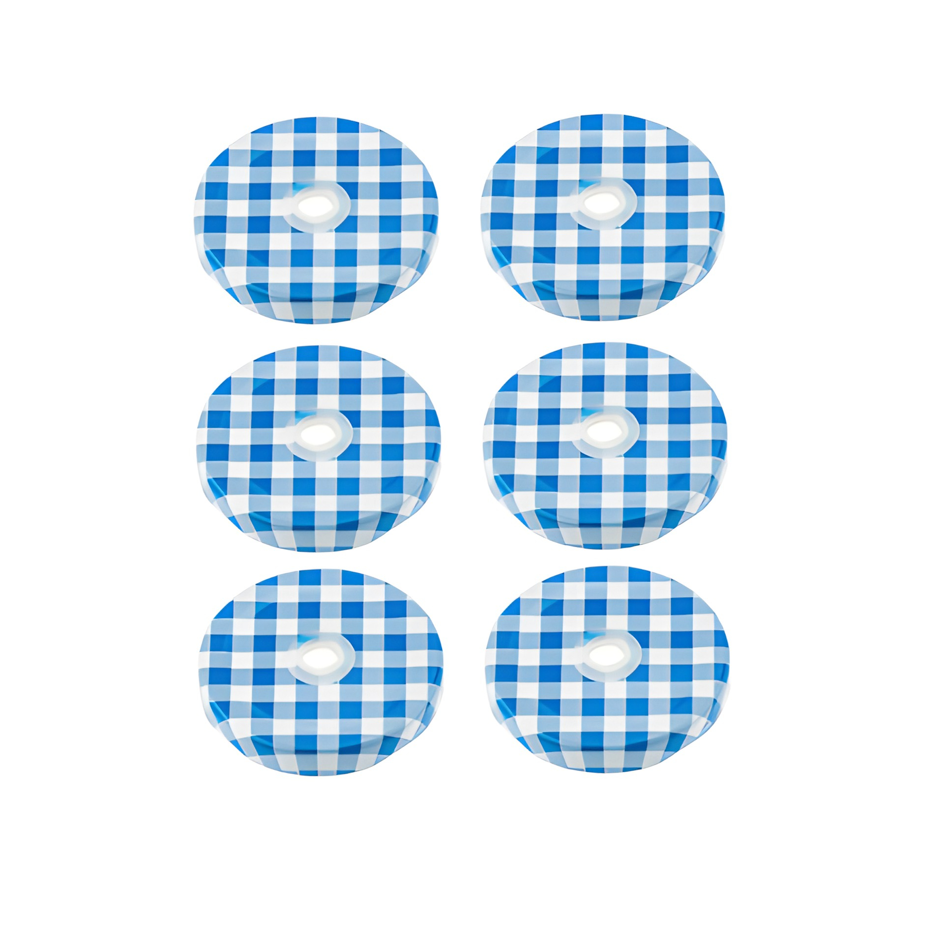 TO 53 Trinkhalmdeckel blau kariert, Loch Ø 8 mm, 6 Stück