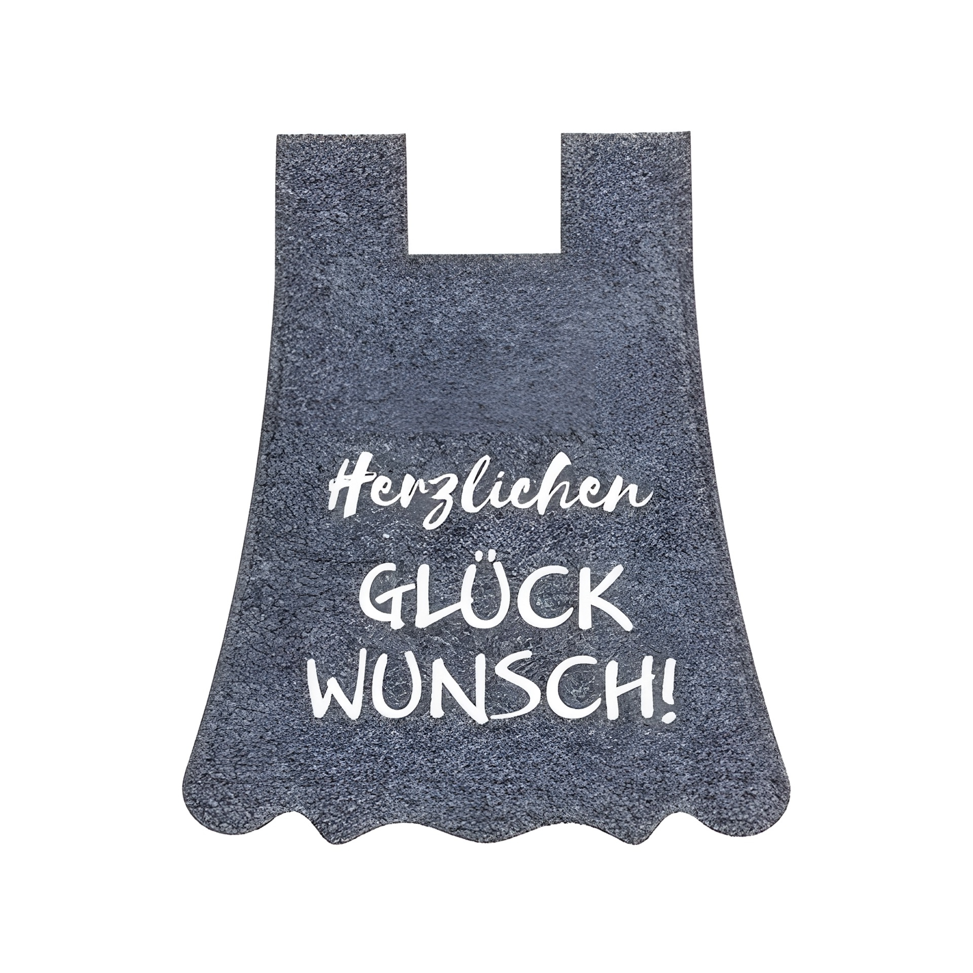 Flaschendeko Filzkleid mit 'Herzlichen GLÜCKWUNSCH!' grau