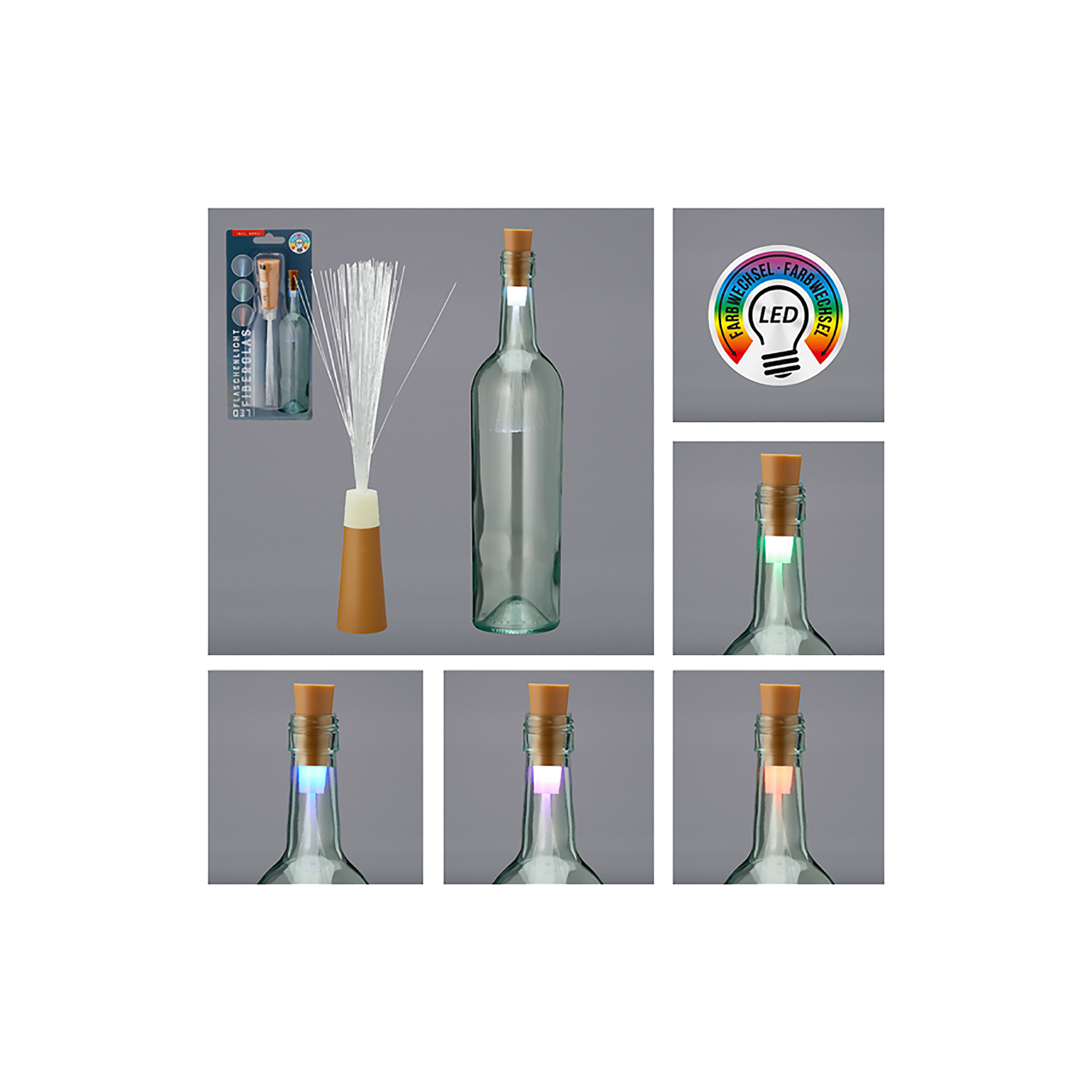 Flaschenlicht LED mit Fiberglas / Farbwechsel