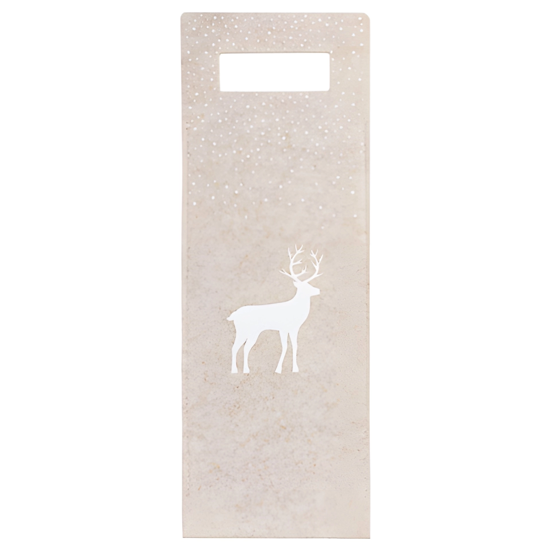 Flaschentasche 'Rentier' Filz creme, mittel