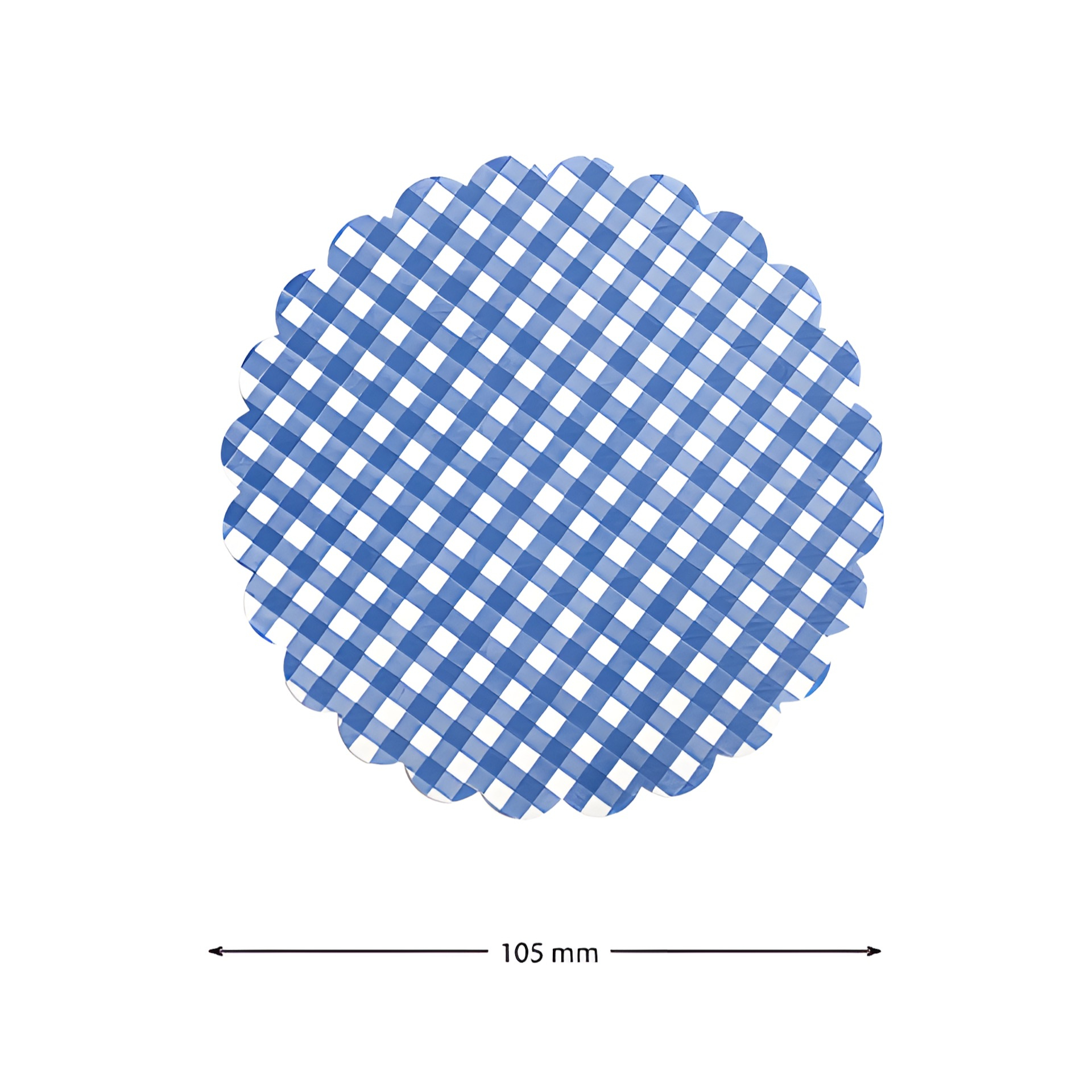 Vliesdeckchen Ø 105 mm blau kariert, 100 Stück