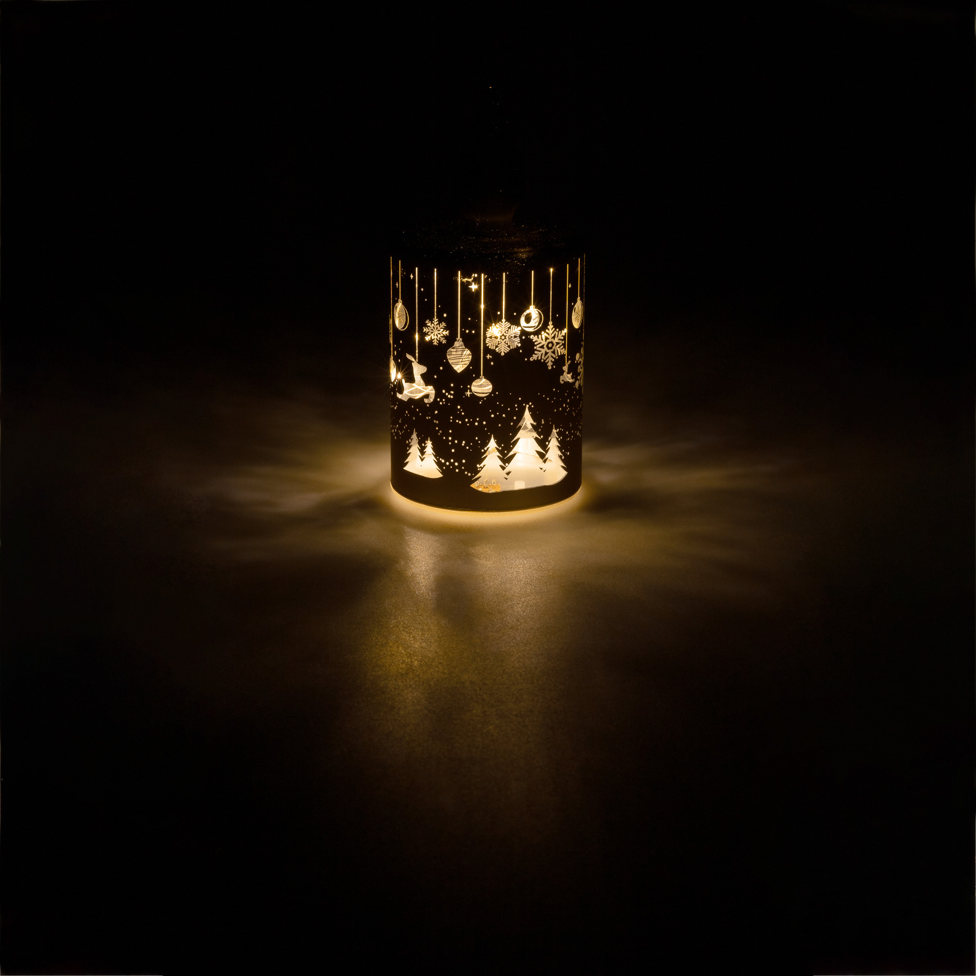 LED-Licht 'Kerze mit Weihnachtsmotiven' 15 cm, gold, 10 LEDs