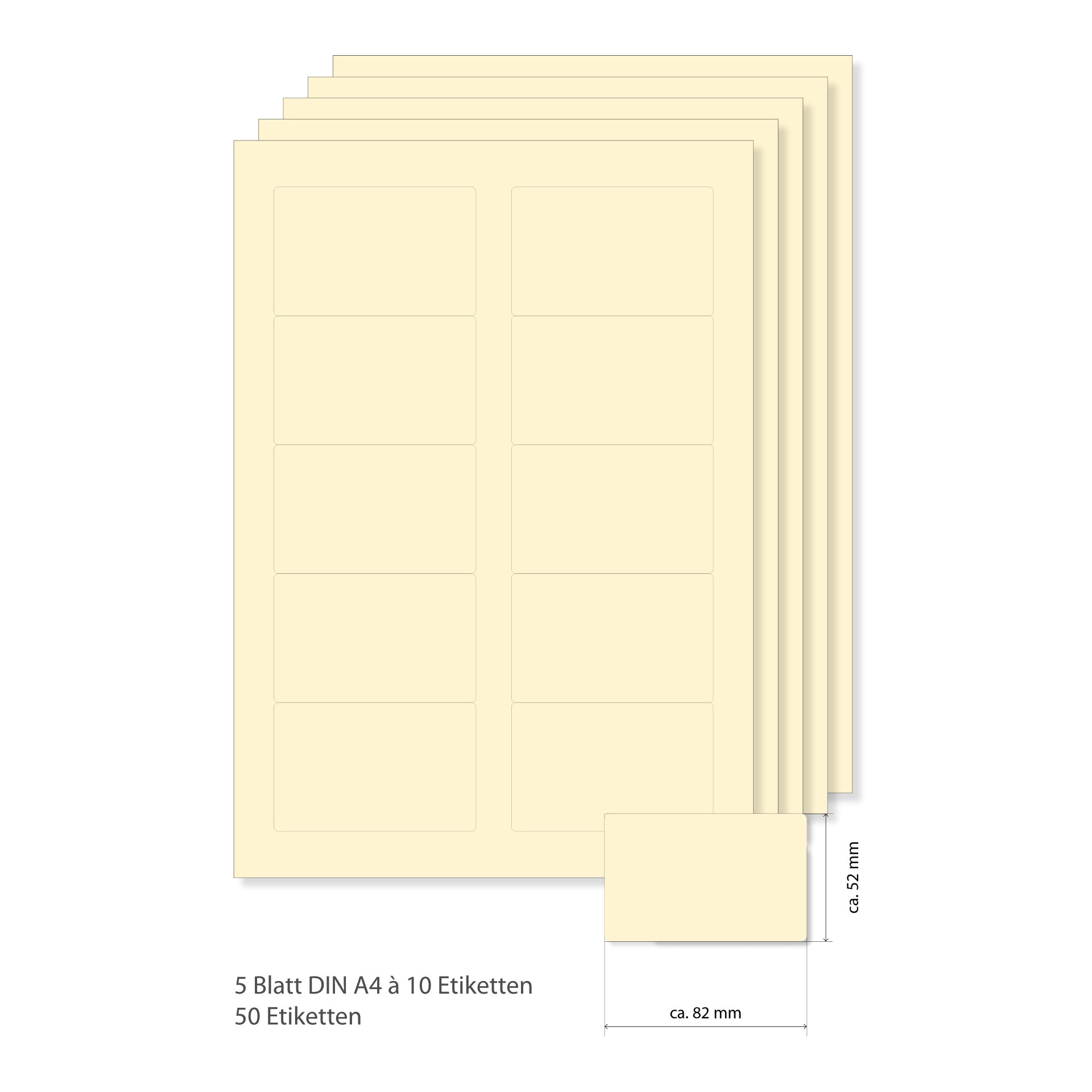 Etiketten 82 x 52 mm creme -  5 Blatt A4