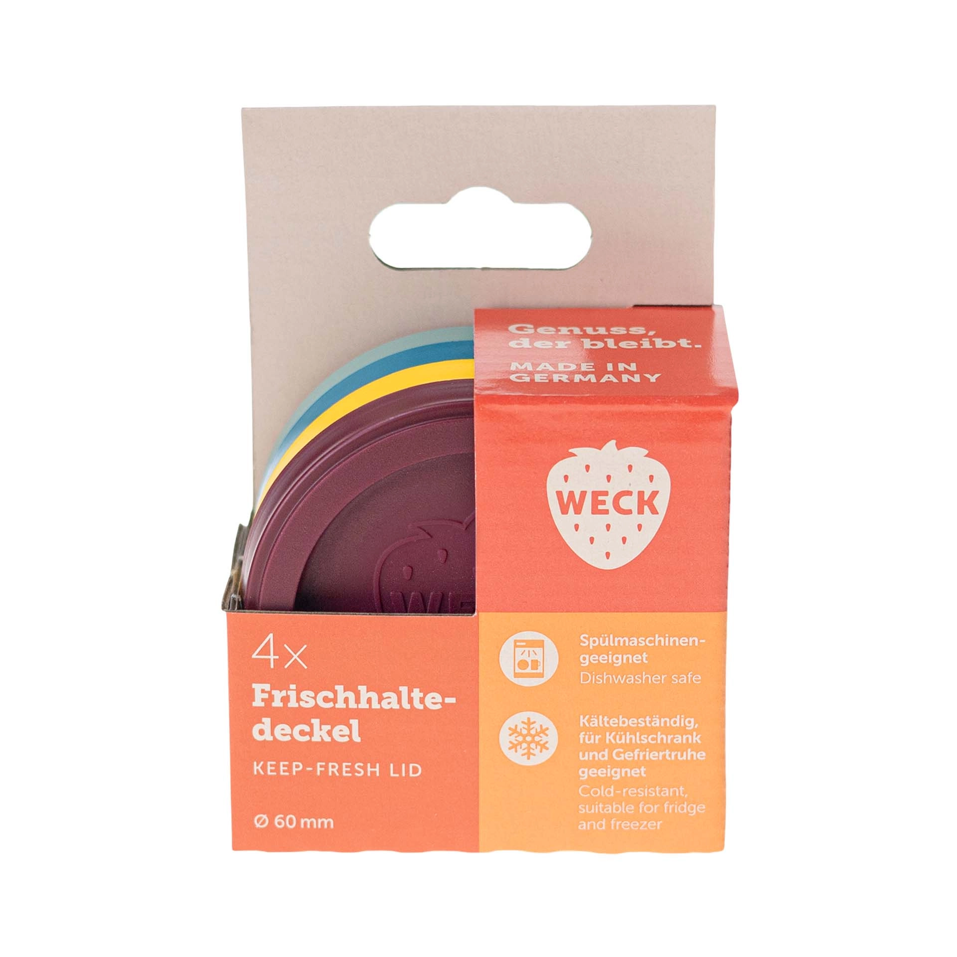 4 x WECK-Frischhaltedeckel 4 Farben RR 60