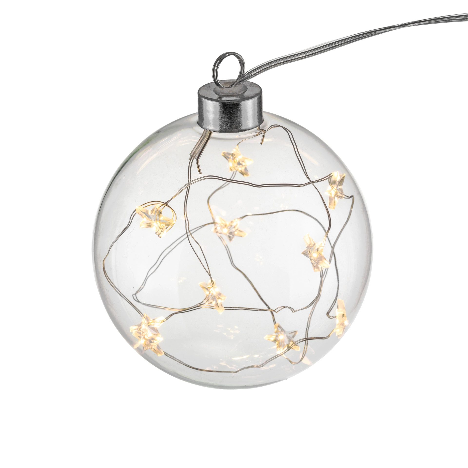 Anhänger 'Kugel mit Sternen' Ø 10 cm, 10  LEDs