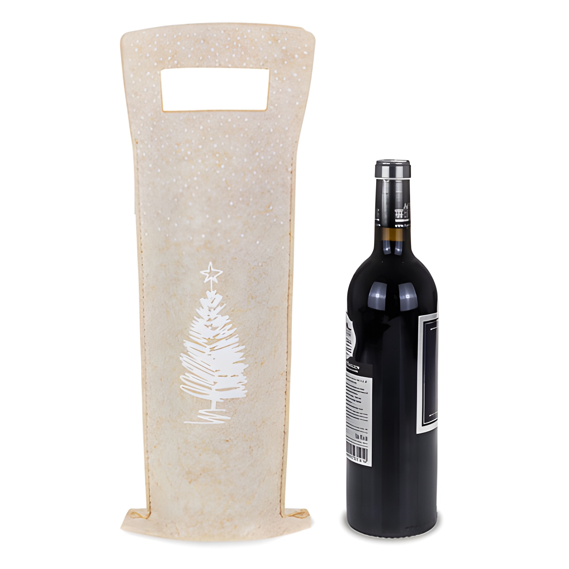 Flaschentasche 'Tanne' Filz creme, mittel