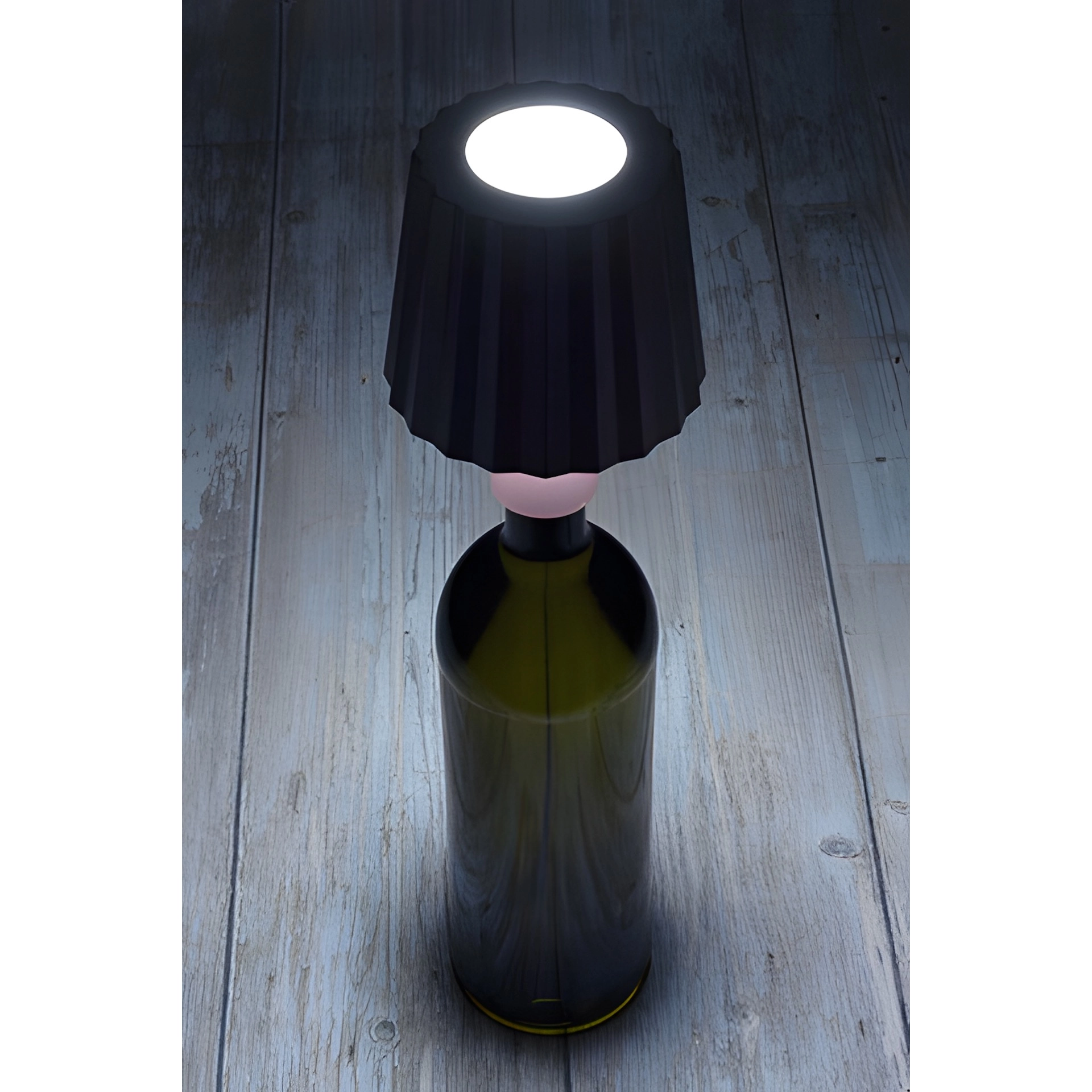 LED Flaschenlampe mit Touchfunktion, Akku und USB, rosé