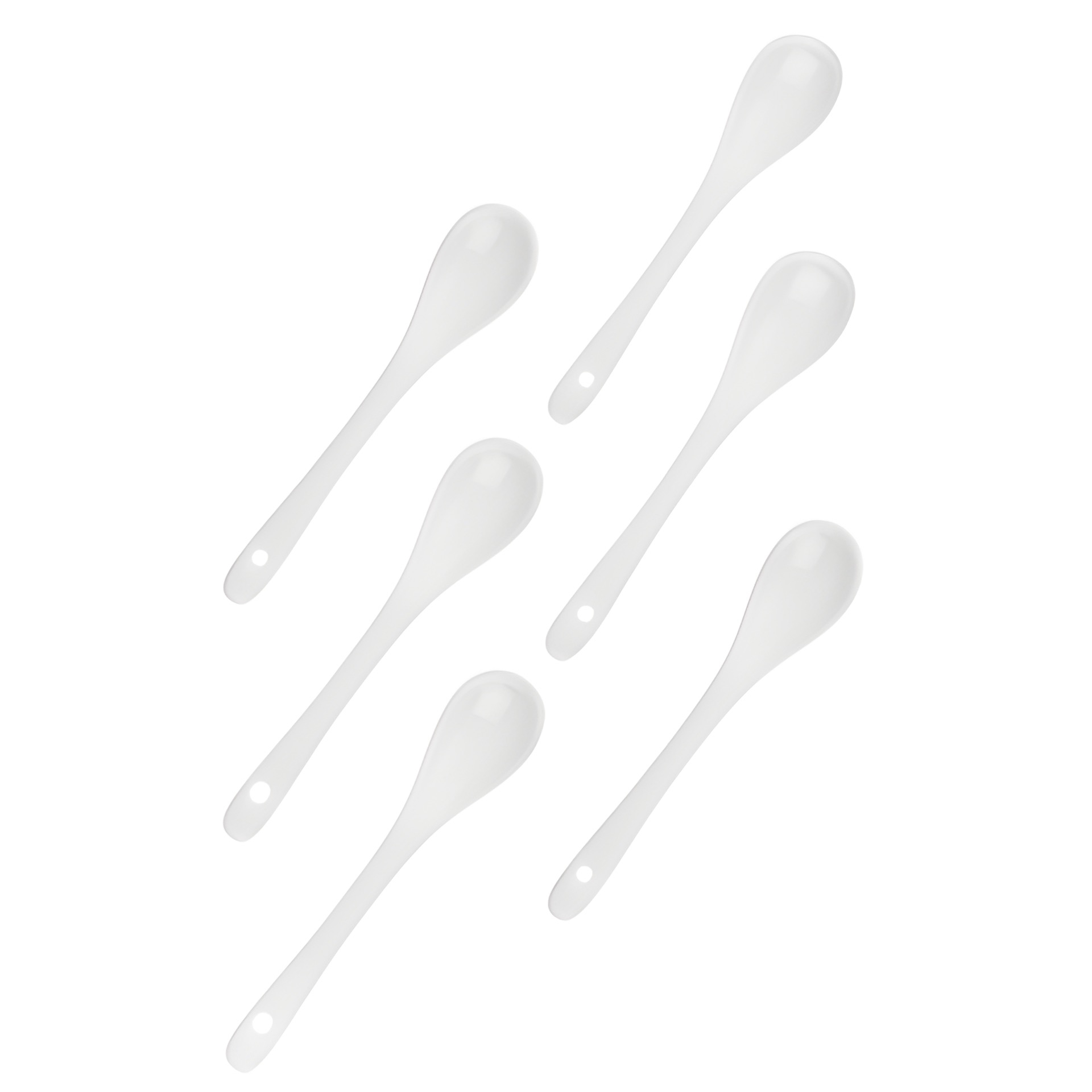 Löffelchen Porzellan 12,5 cm weiß, 6er Pack