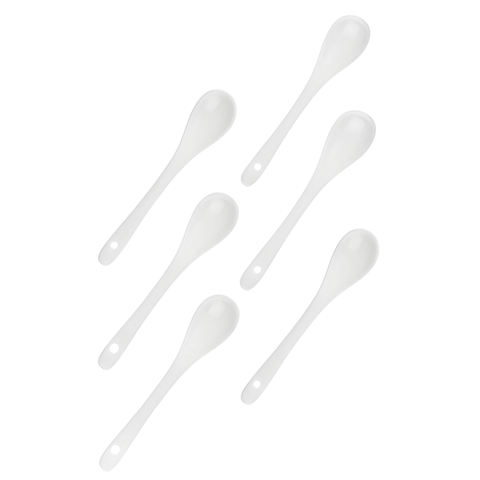 Löffelchen Porzellan 12,5 cm weiß, 6er Pack