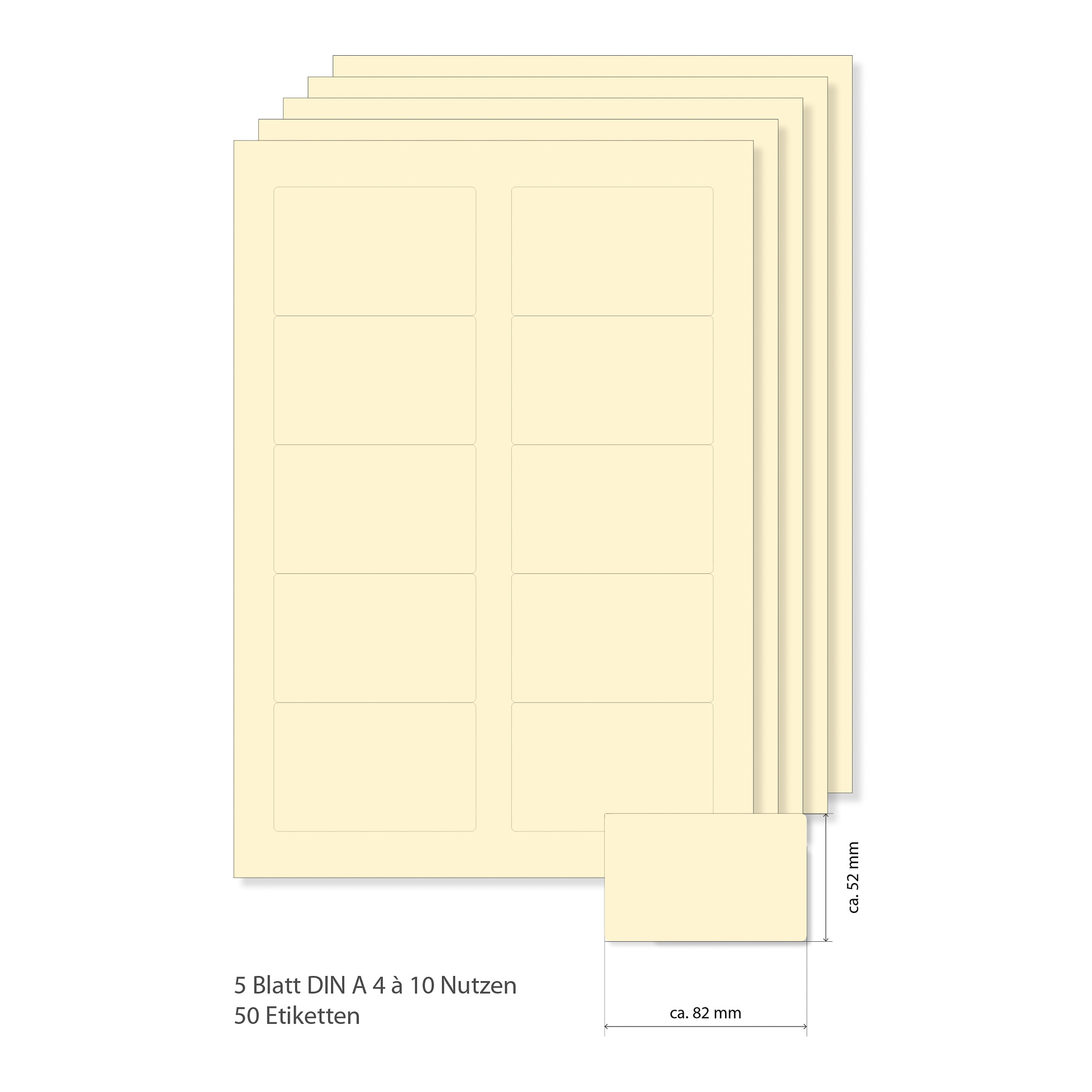 Etiketten 82 x 52 mm creme -  5 Blatt A4
