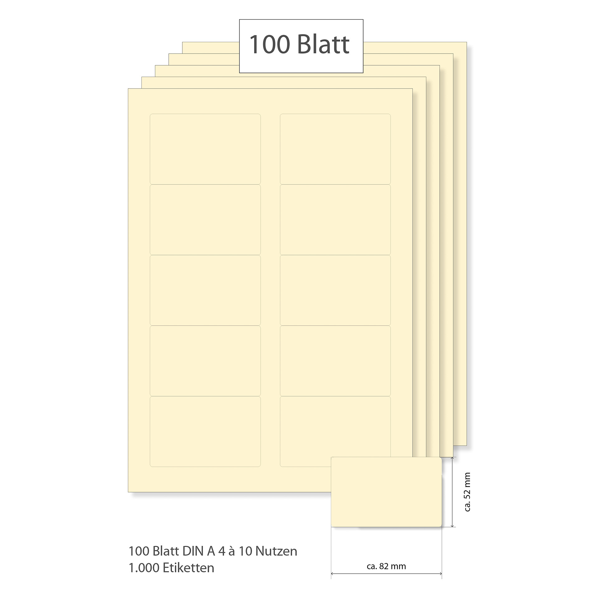 Etiketten 82 x 52 mm creme - 100 Blatt A4