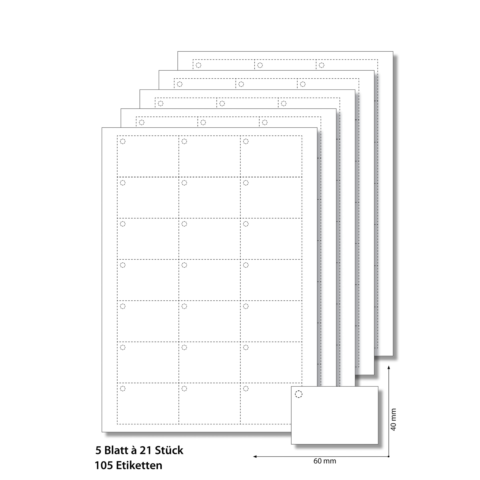Anhängeetiketten 60x40 mm weiß -  5 Blatt A4