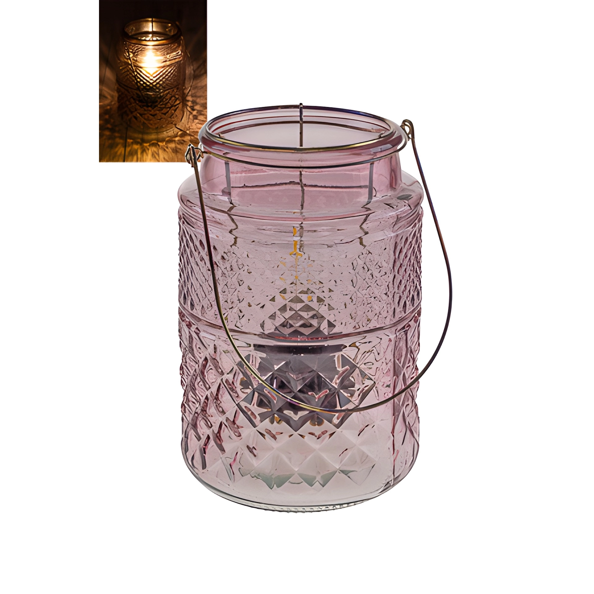 LED Dekoglas 'Kristall Karo' mit Glühlampe
