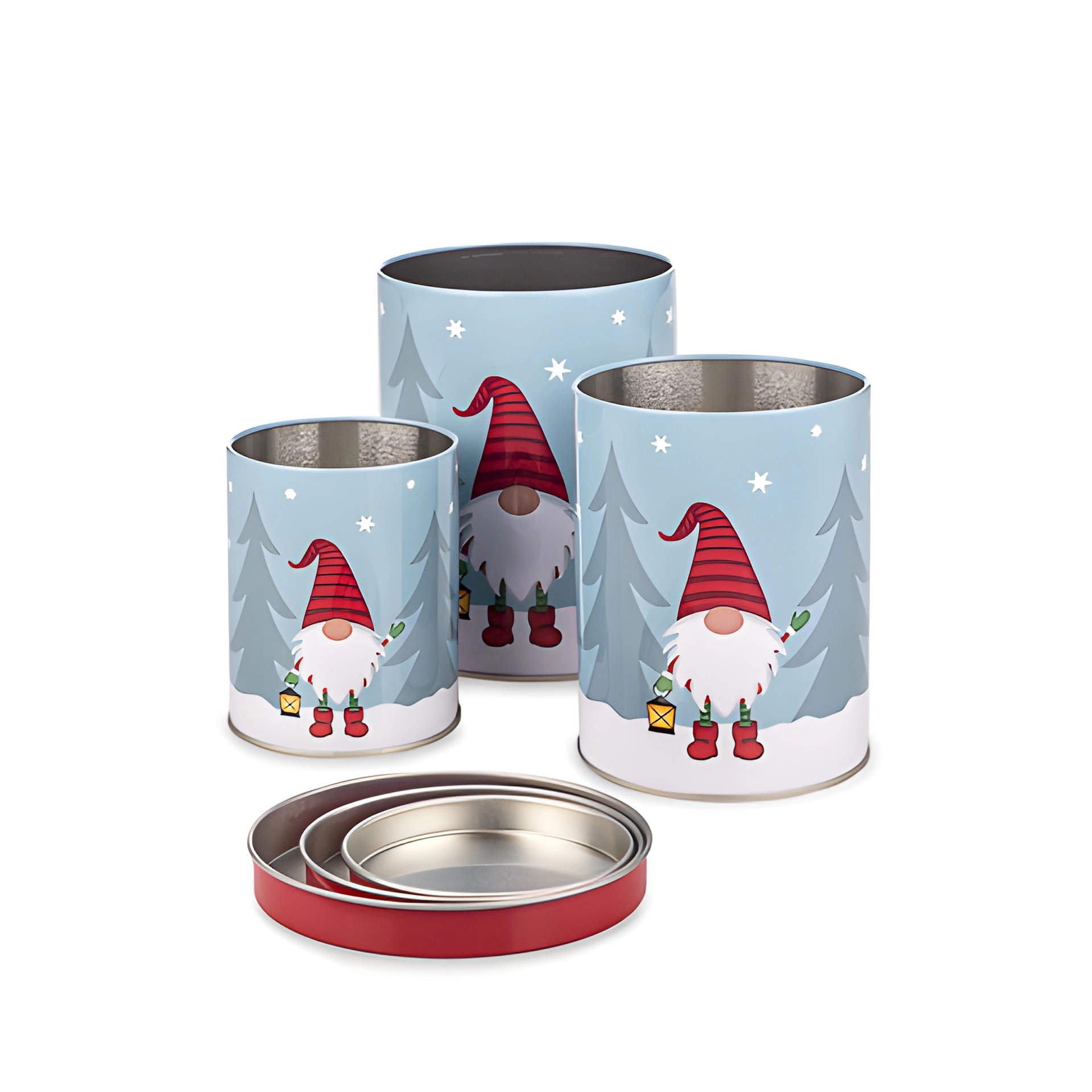 Weihnachtsdose 'Wichtel' blau, 3er Set