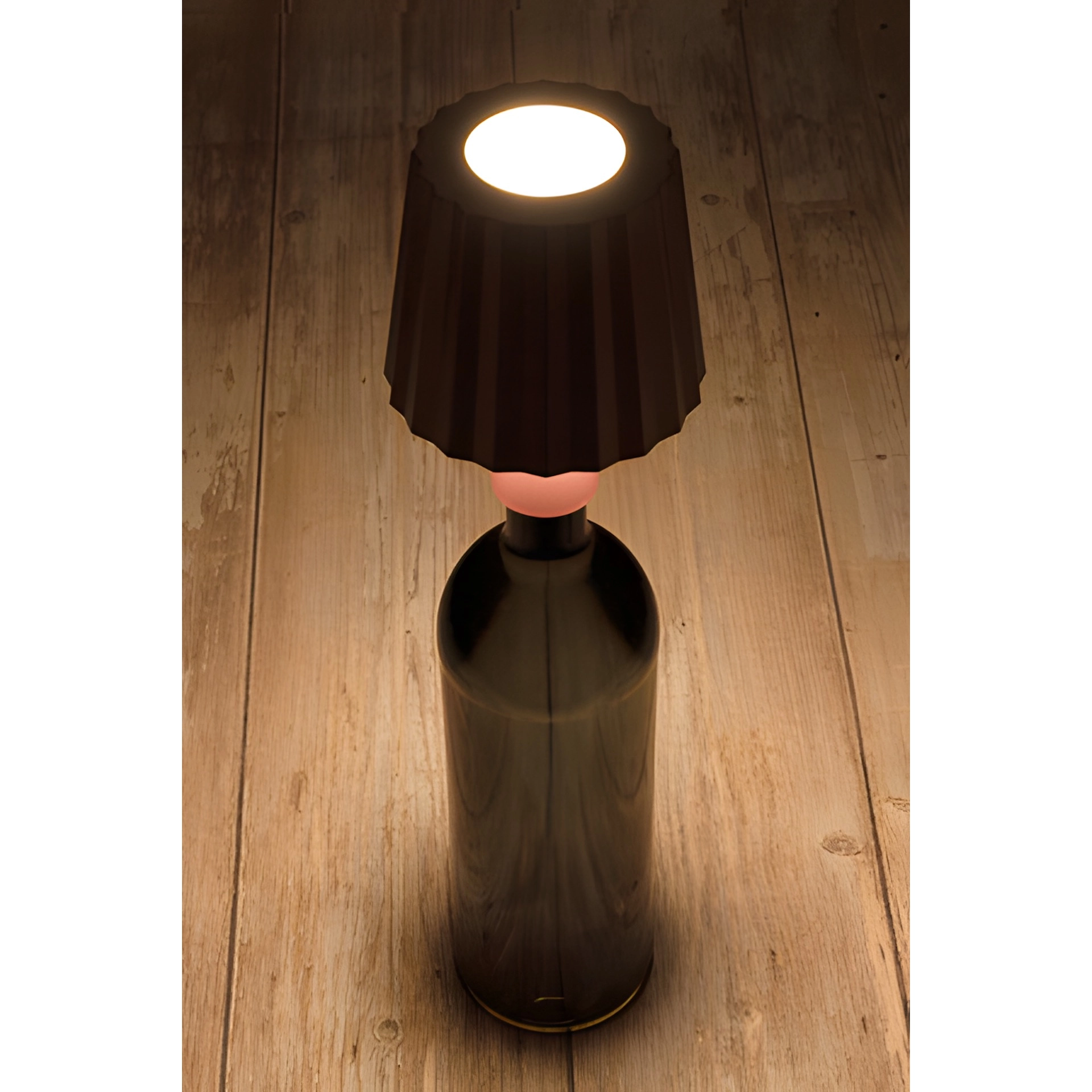 LED Flaschenlampe mit Touchfunktion, Akku und USB, rosé