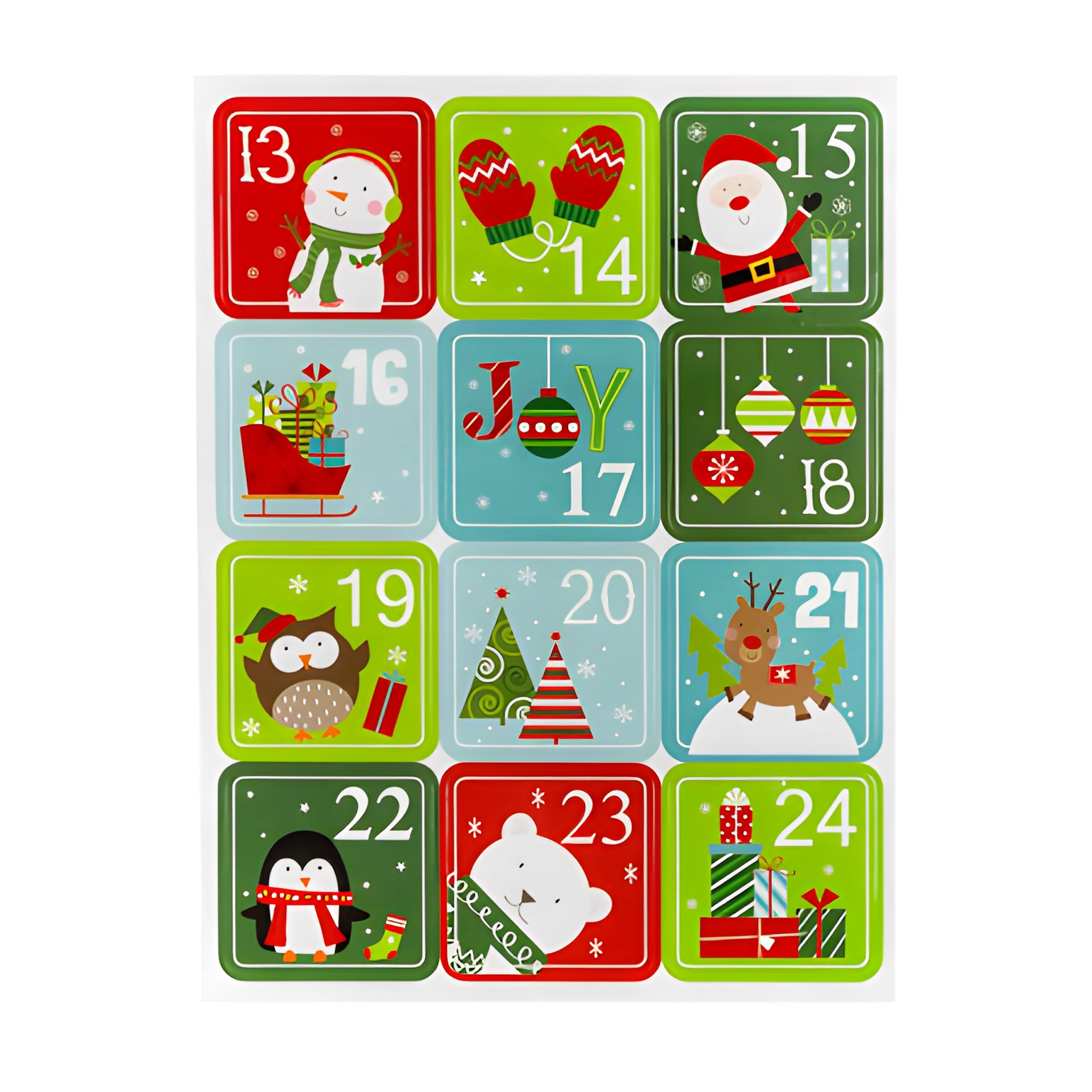 Adventskalender-Zahlen Weihnachtsmotive, 24 Stück