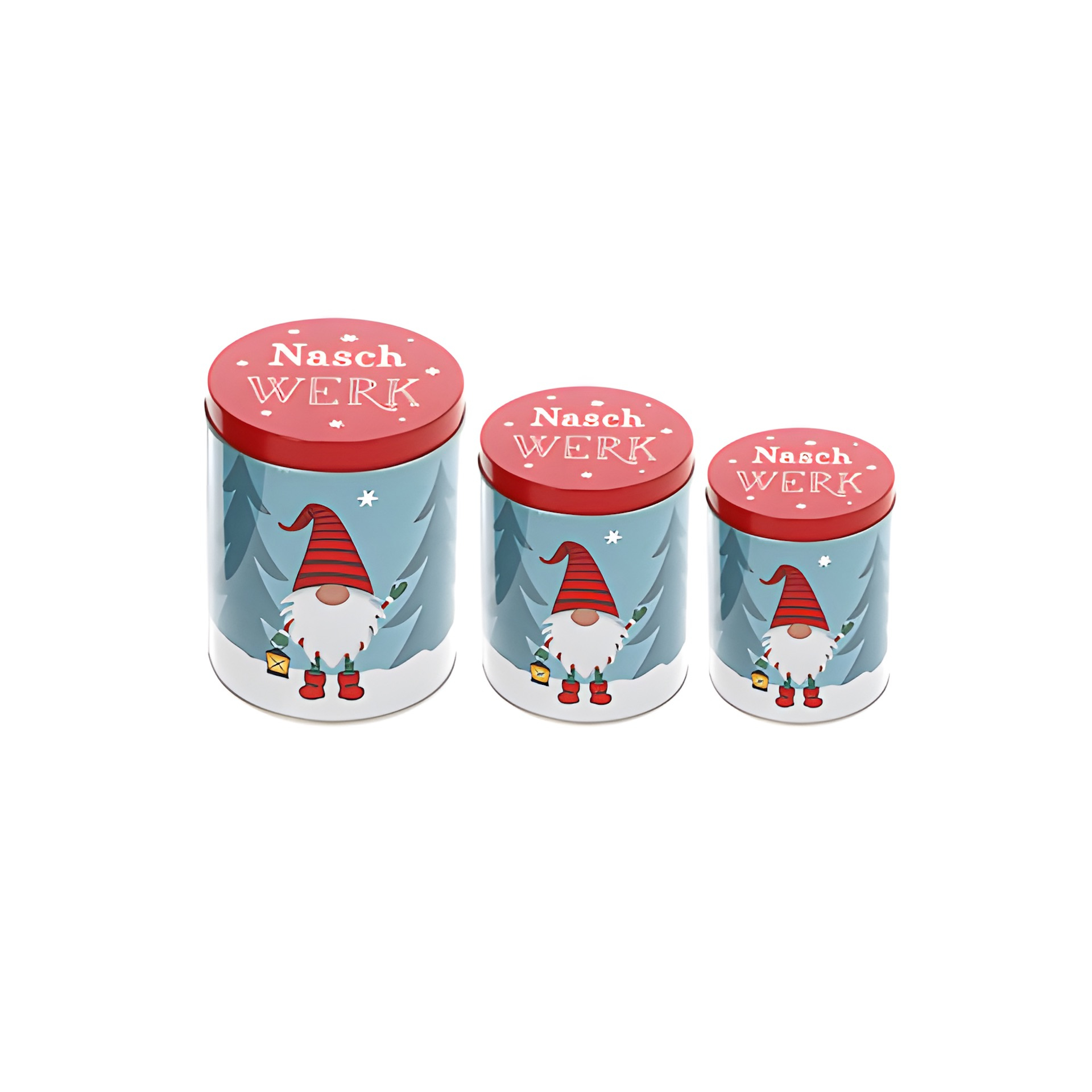 Weihnachtsdose 'Wichtel' blau, 3er Set