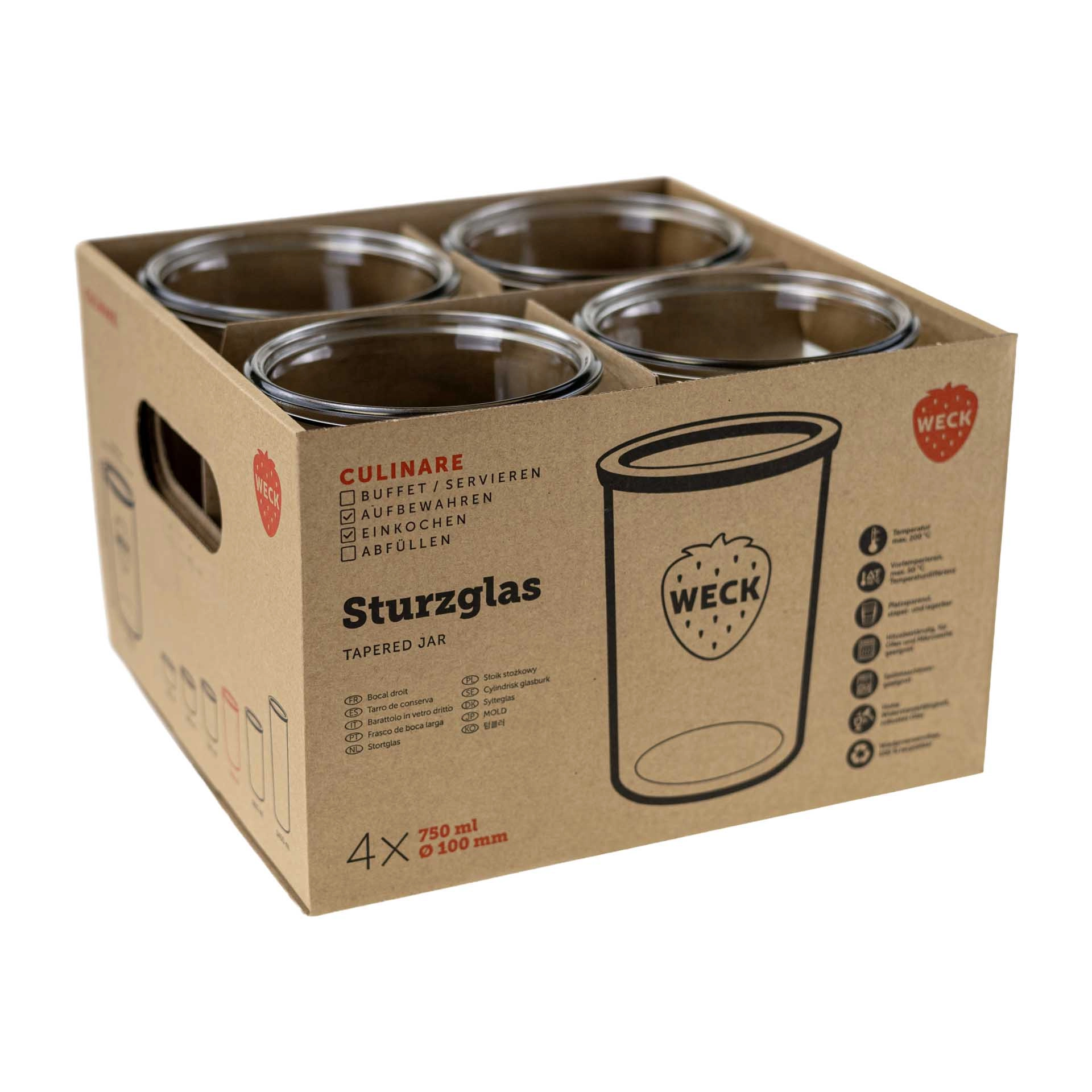 WECK Culinare Sturzglas 750 ml, 4er Karton