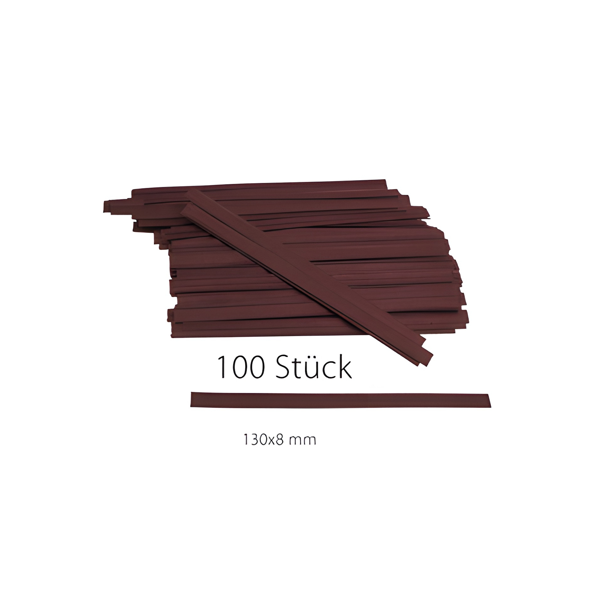 Clipbandverschlüsse 130 x 8 mm braun, 100 Stück