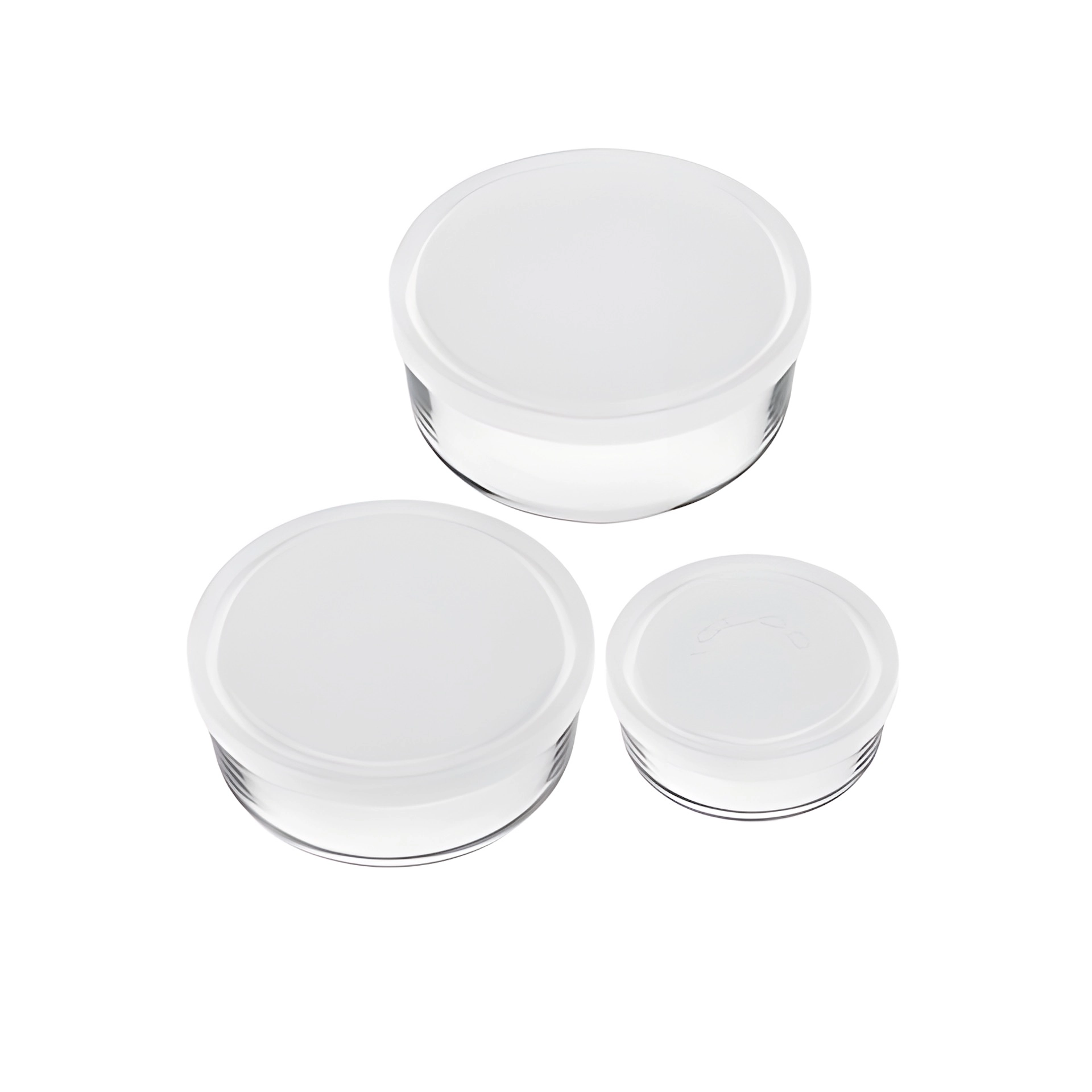 Glasschale 'Igloo' mit Deckel, weiß, 3er Set - 2. WAHL