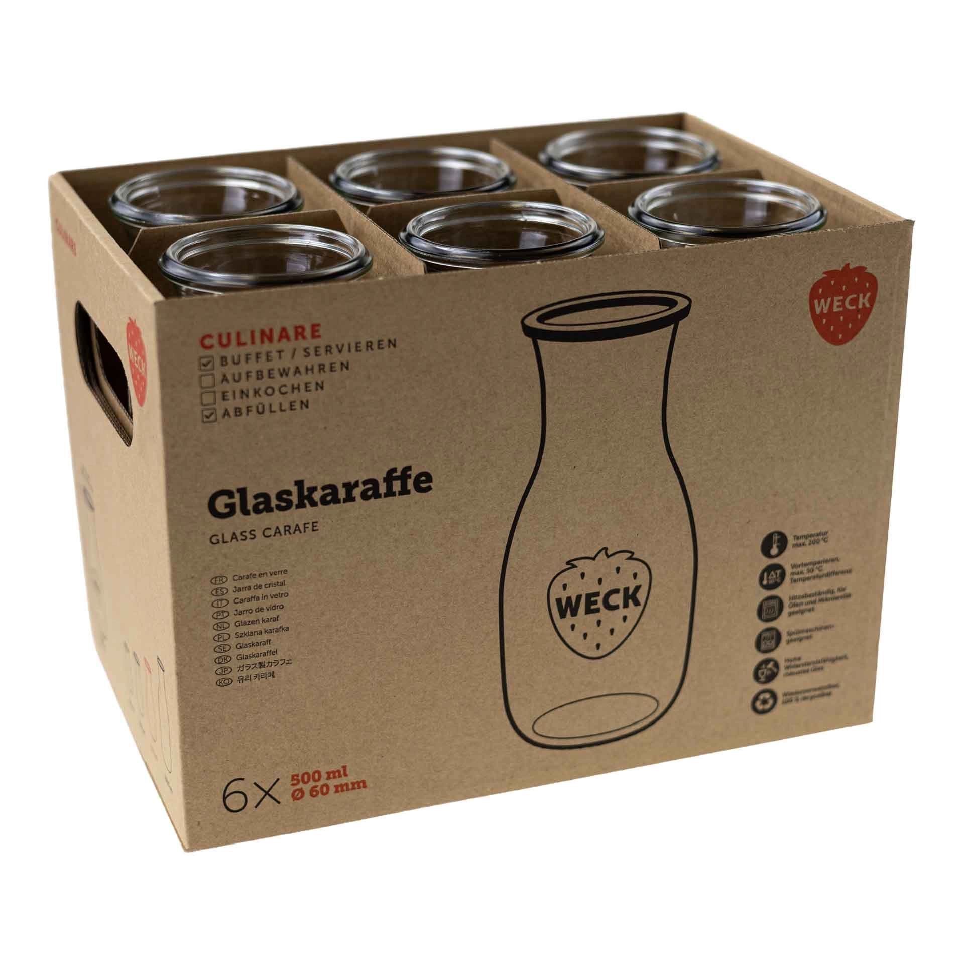 WECK Culinare Glaskaraffe 500 ml, 6er Karton