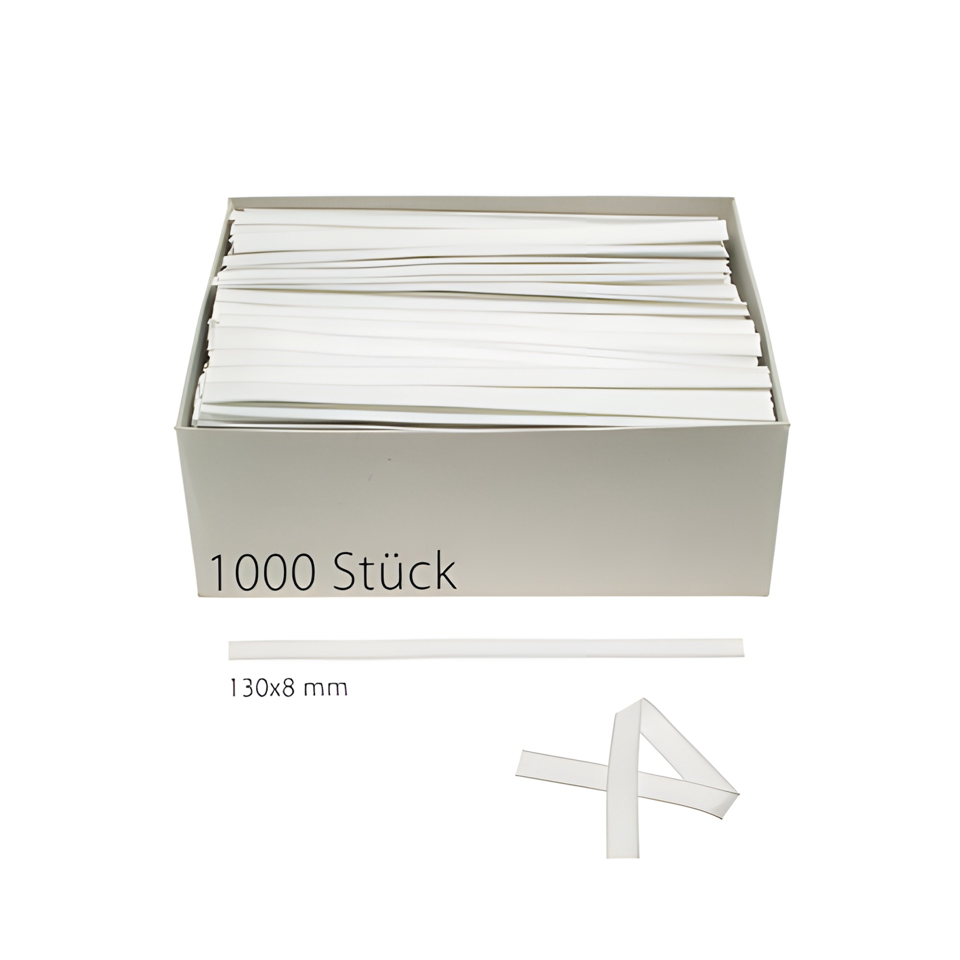 Clipbandverschlüsse 130 x 8 mm weiß, 1000 Stück