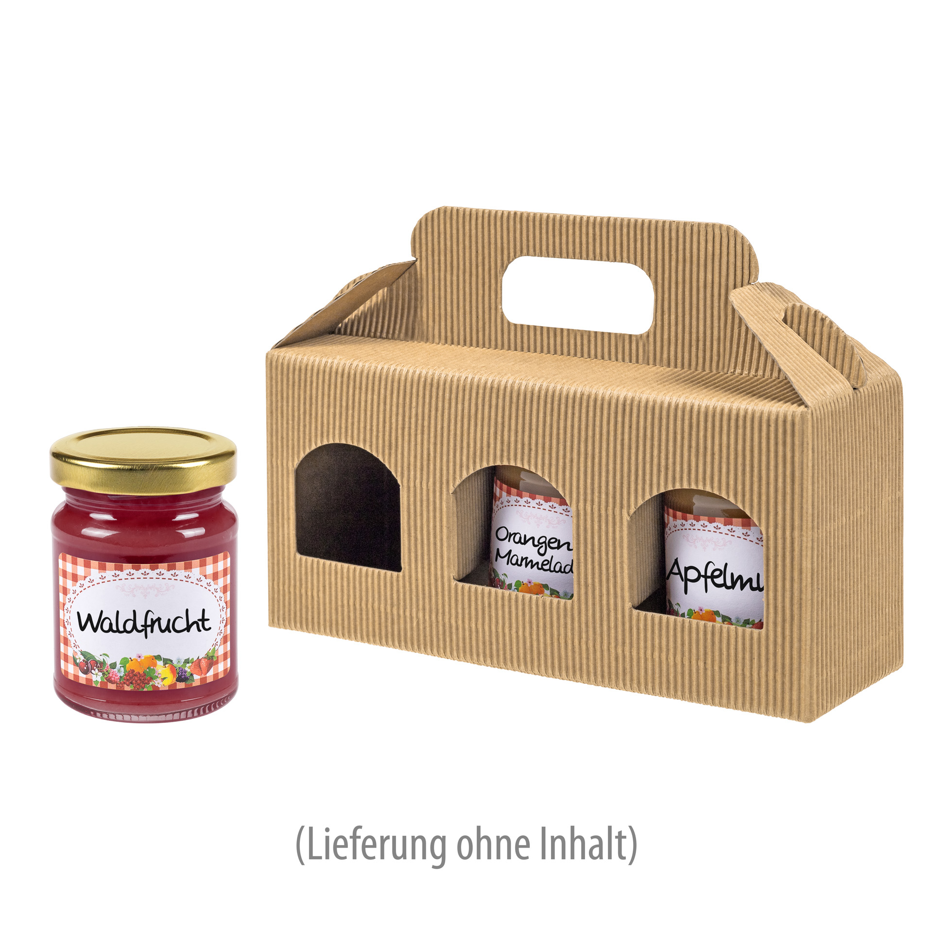 Gläserkarton 3er 190 x 60 x  90 mm natur (Karton, 100 Stück)