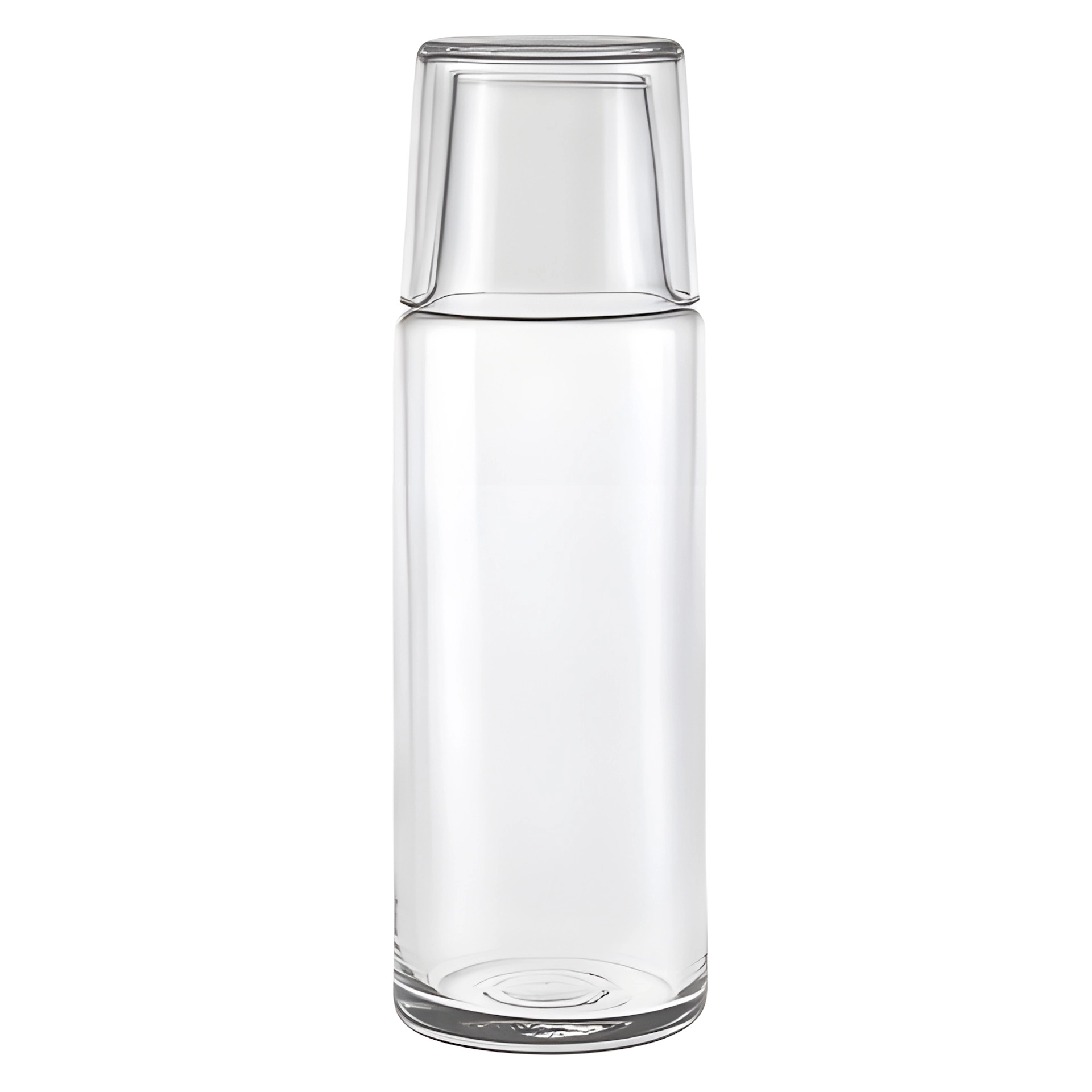 Glasflasche 1 Liter mit Trinkglas, 2-teilig