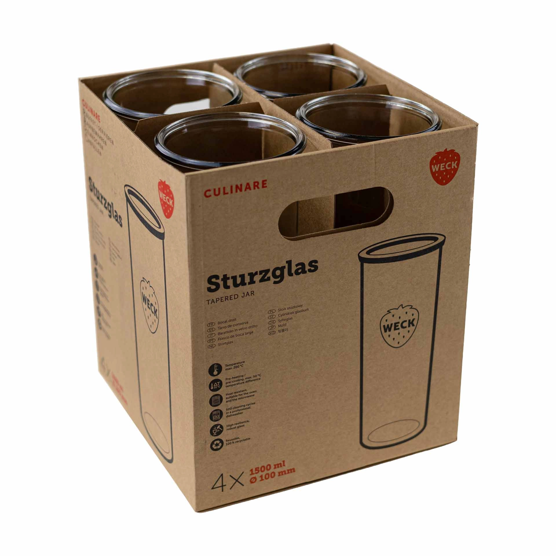 WECK Culinare Sturzglas 1400 ml, 4er Karton