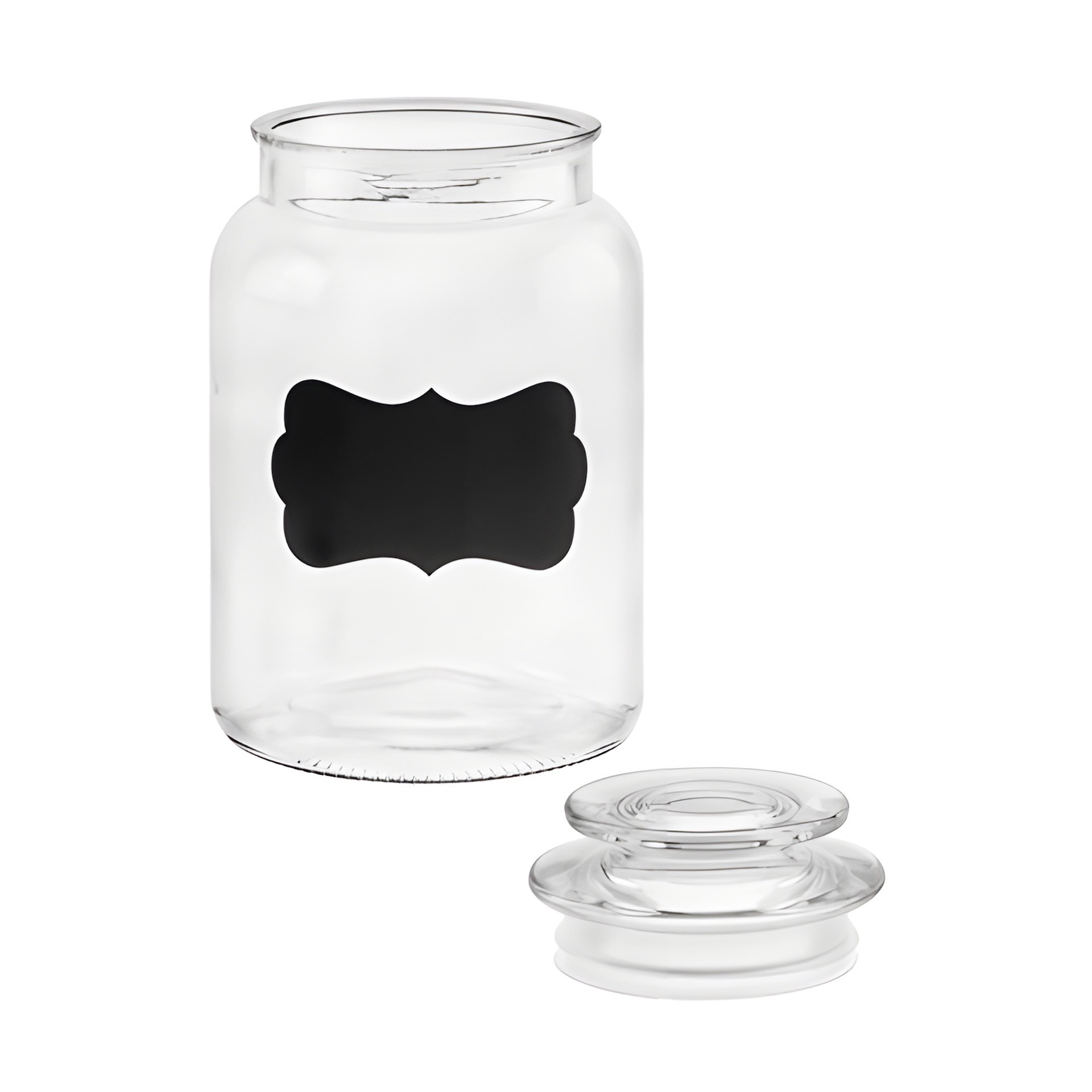 Vorratsglas 1200 ml beschreibbar mit Glasdeckel, 4er Pack (Karton, 4 Stück)