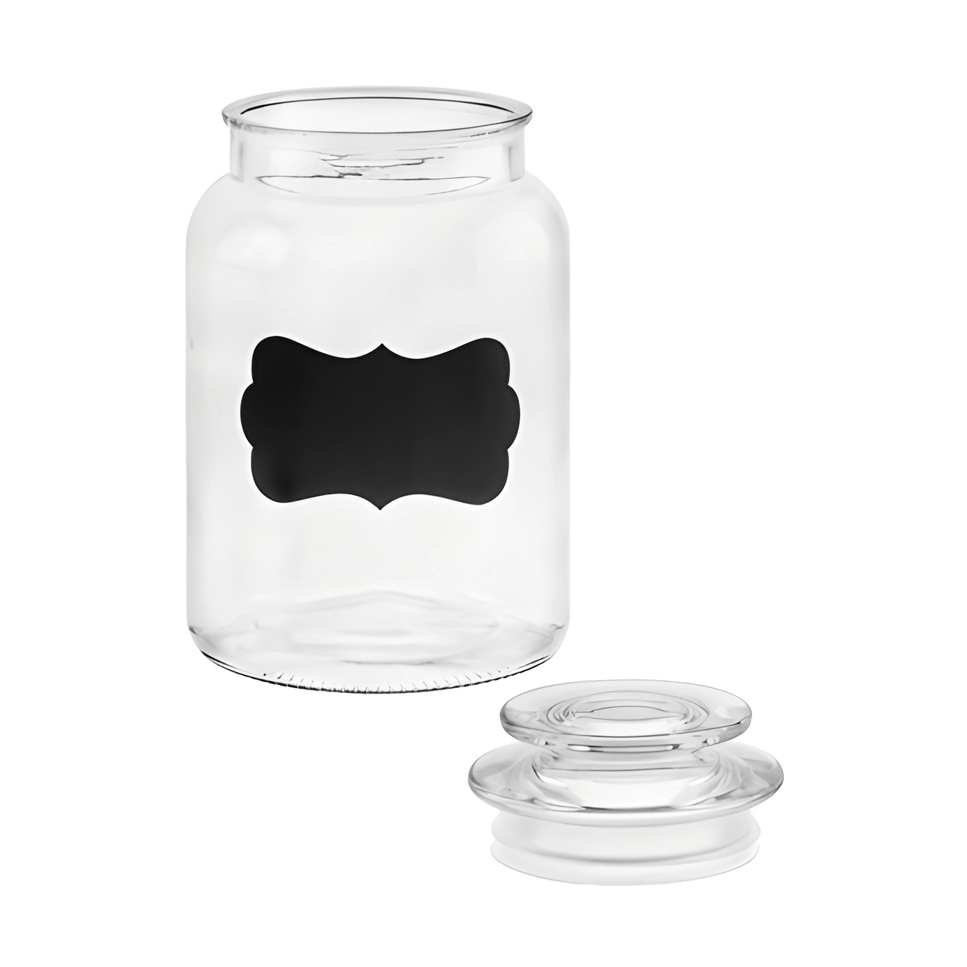 Vorratsglas 1200 ml beschreibbar mit Glasdeckel, 4er Pack (Karton, 4 Stück)