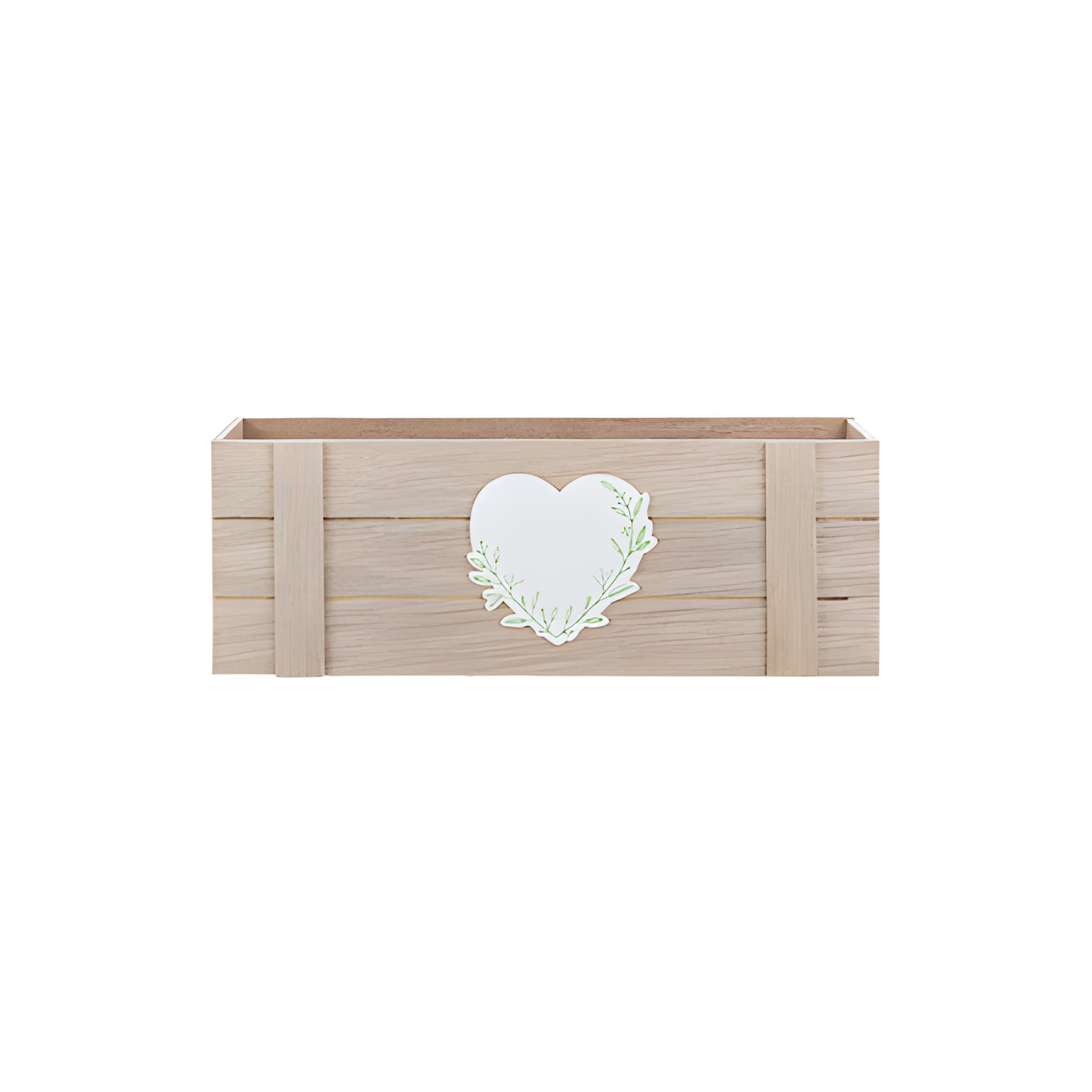 Holzkiste mit Herz, 28 x 10 x 10 cm