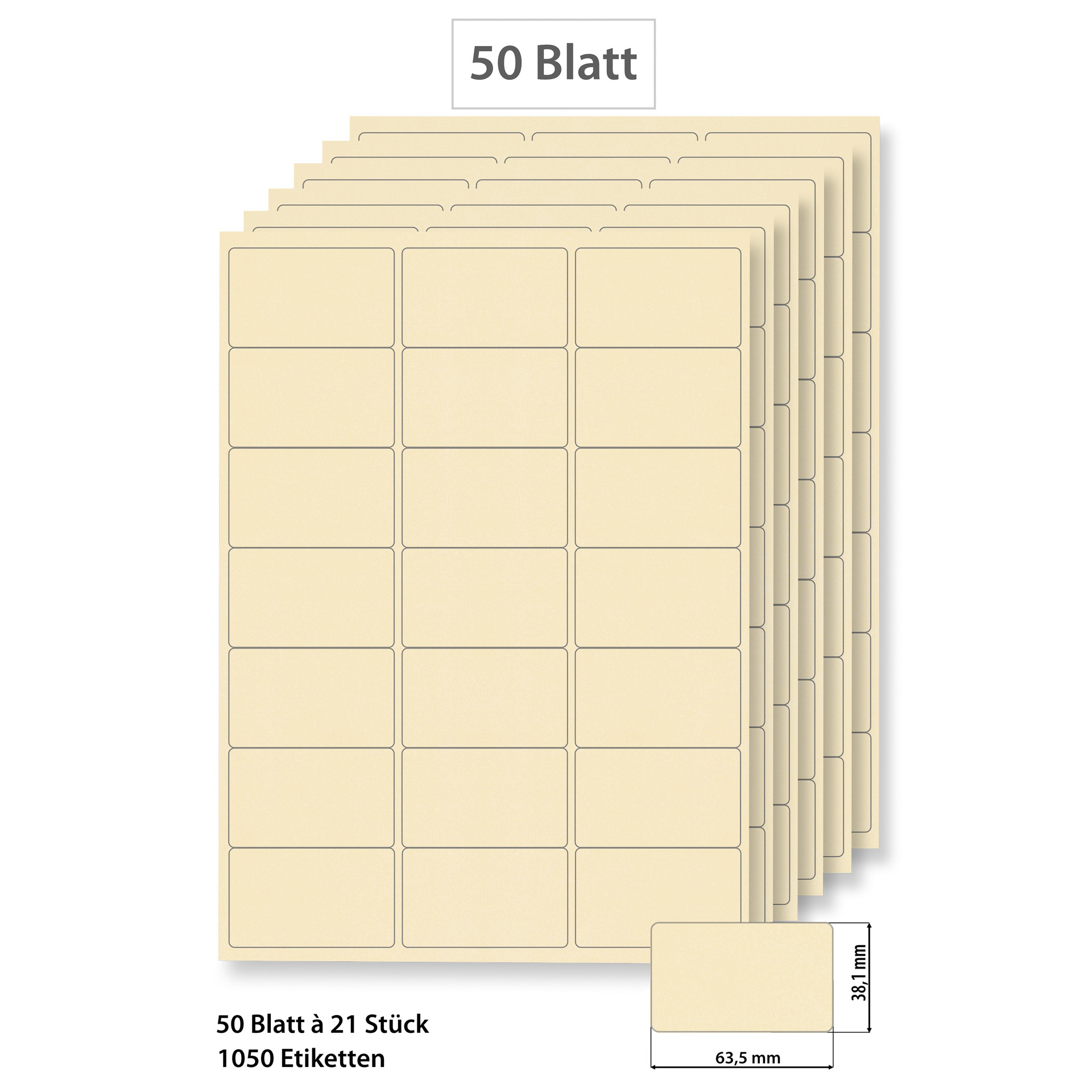 Steffis Etiketten 63,5 x 38,1 mm creme - 50 Blatt A4
