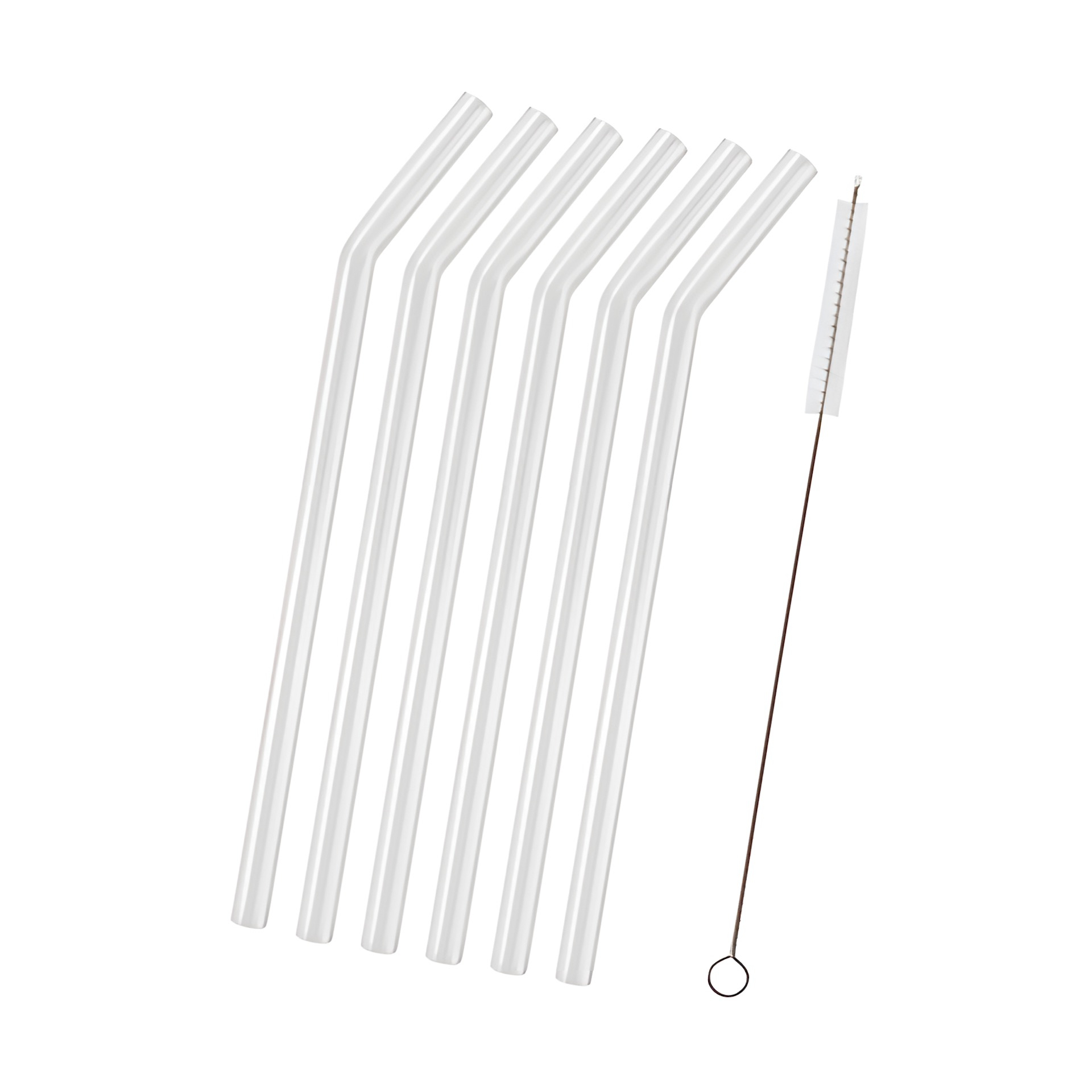 Glastrinkhalme 20 cm, Ø 10 mm mit Knick, 6 Stück