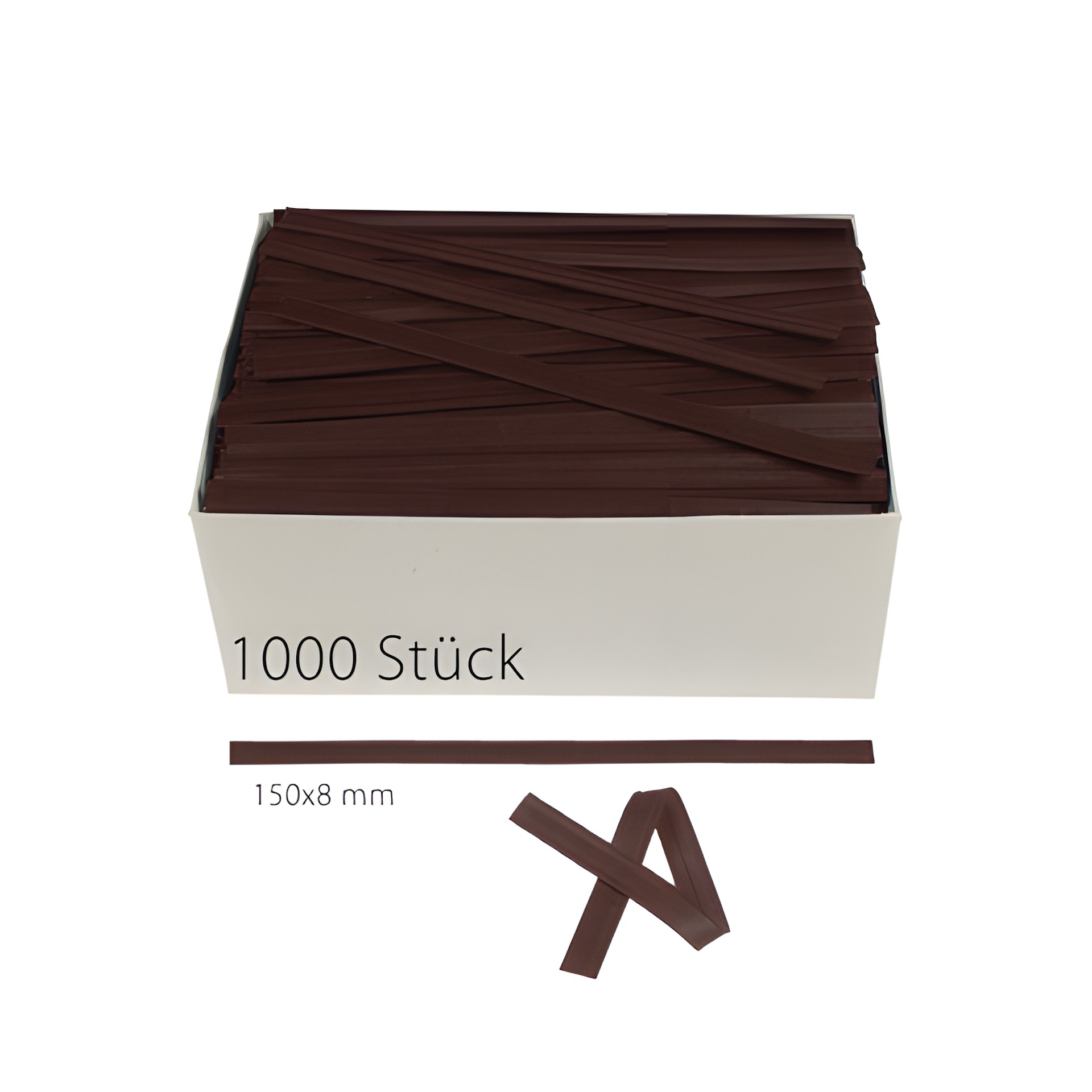 Clipbandverschlüsse 150 x 8 mm braun, 1000 Stück