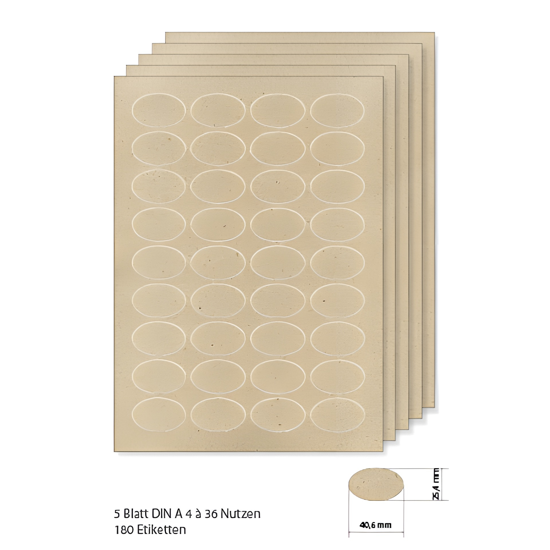 Grasetiketten oval 40,6 x 25,4 mm, 5 Blatt A4, 180 Stück