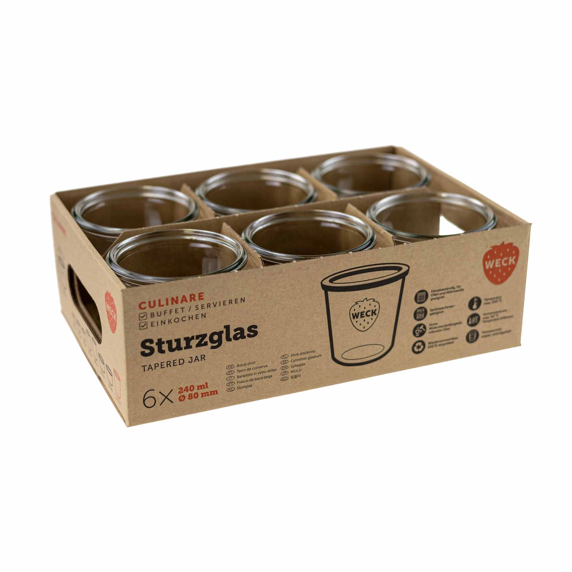 WECK Culinare Sturzglas 240 ml, 6er Karton