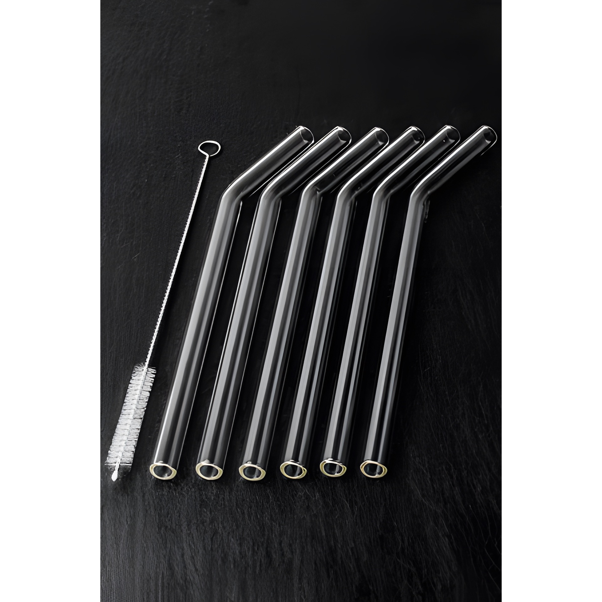 Glastrinkhalme 20 cm, Ø 10 mm mit Knick, 6 Stück