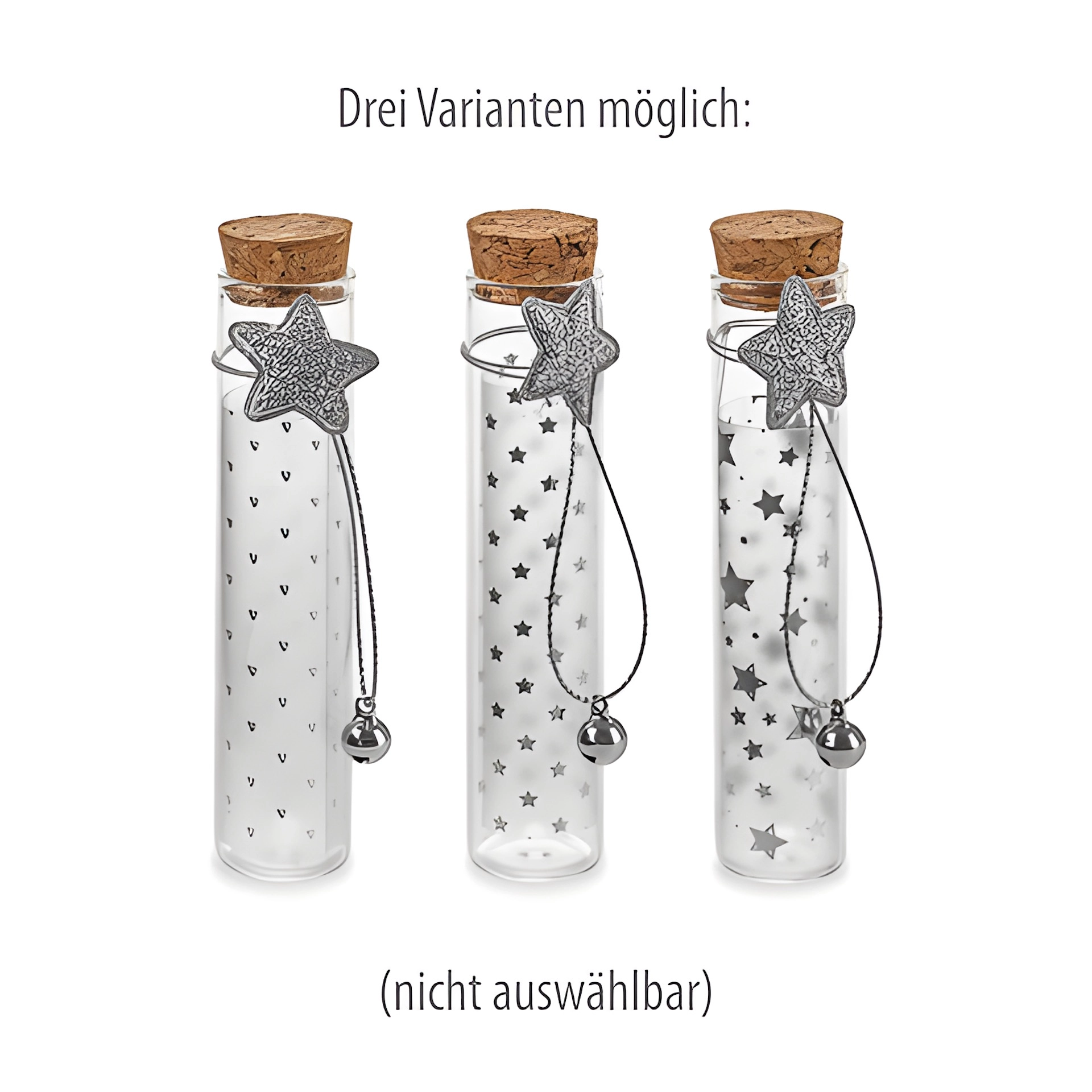 Glasröhrchen 'Stern' mit Glöckchen