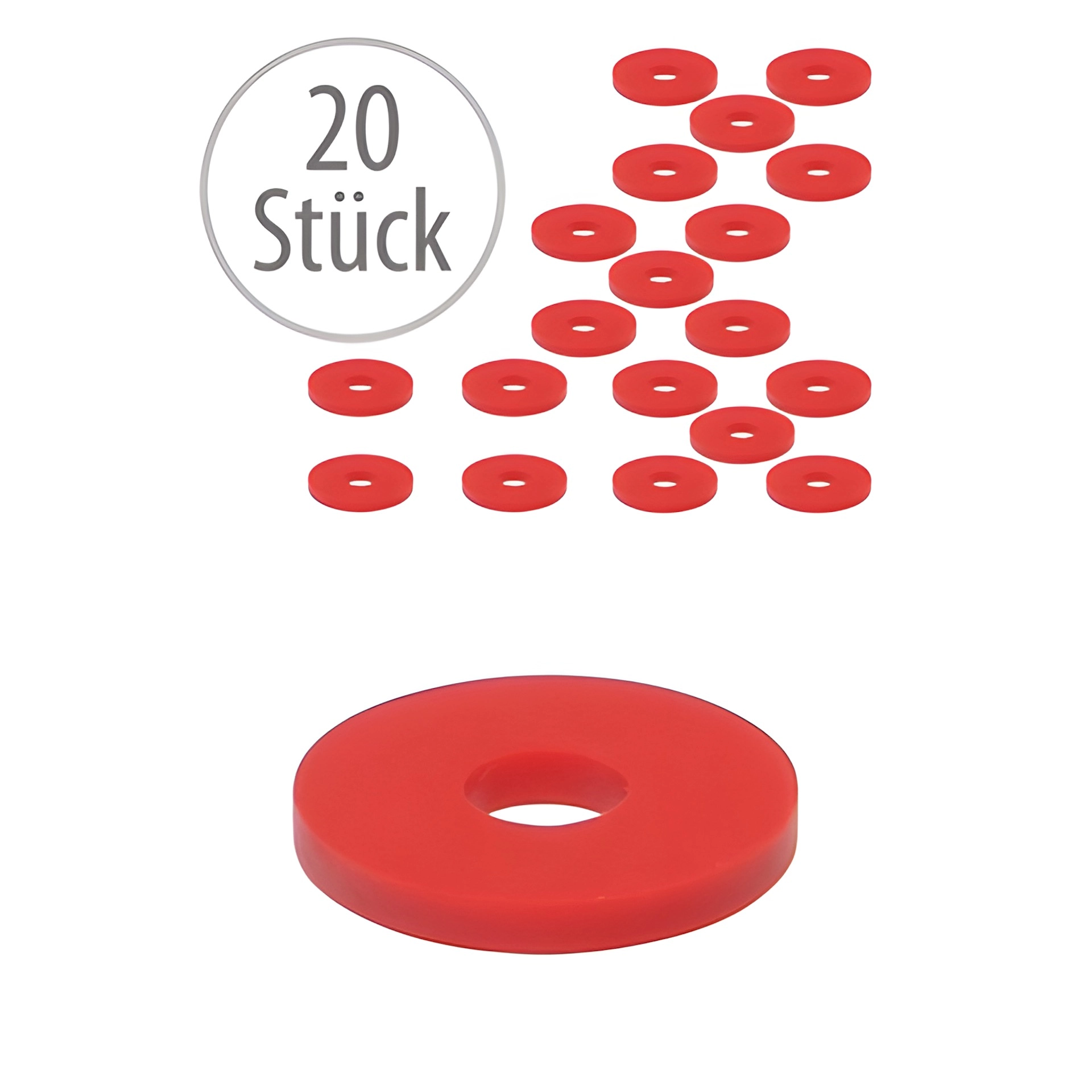 20 x Ersatzgummi rot für Bügelverschluss groß (Karton, 500 x 20er Pack)
