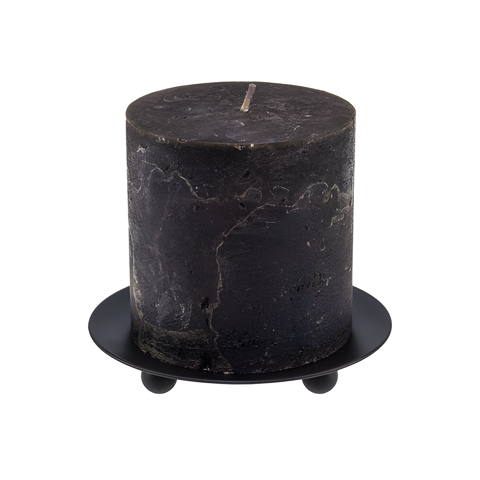 Stumpenkerze 'Rustik' Ø 9 cm, schwarz