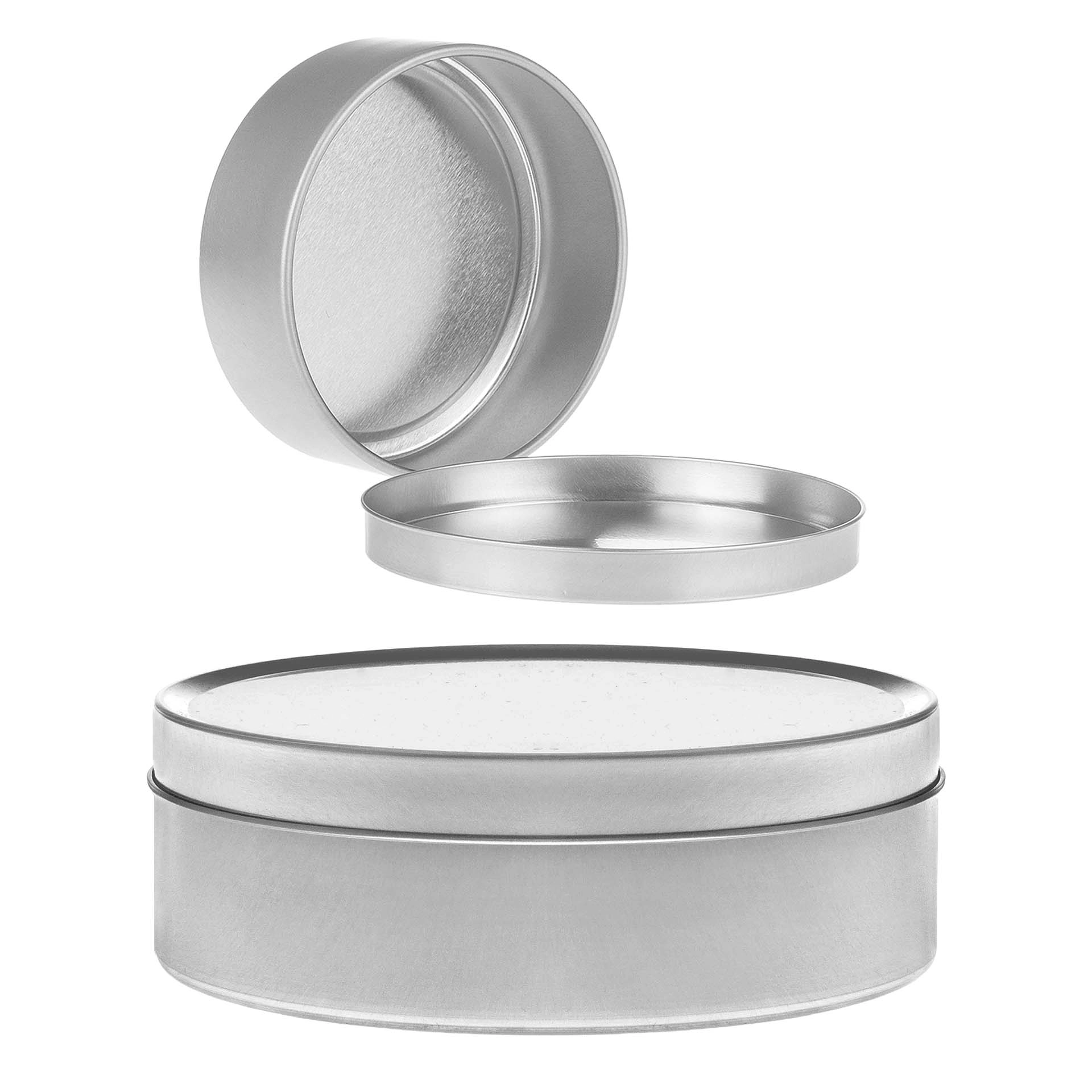 Metalldose silber, 9,7 x 3,3 cm mit Deckel, Karton 96 Stück