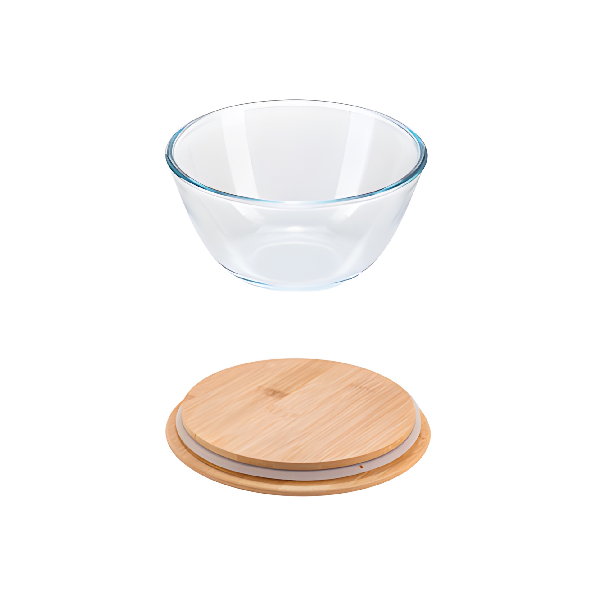 Glasschüssel 1000 ml mit Bambusdeckel
