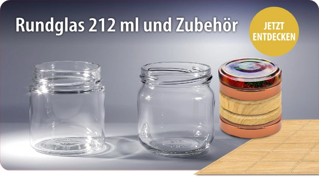 Rundglas 212 ml und Zubehör