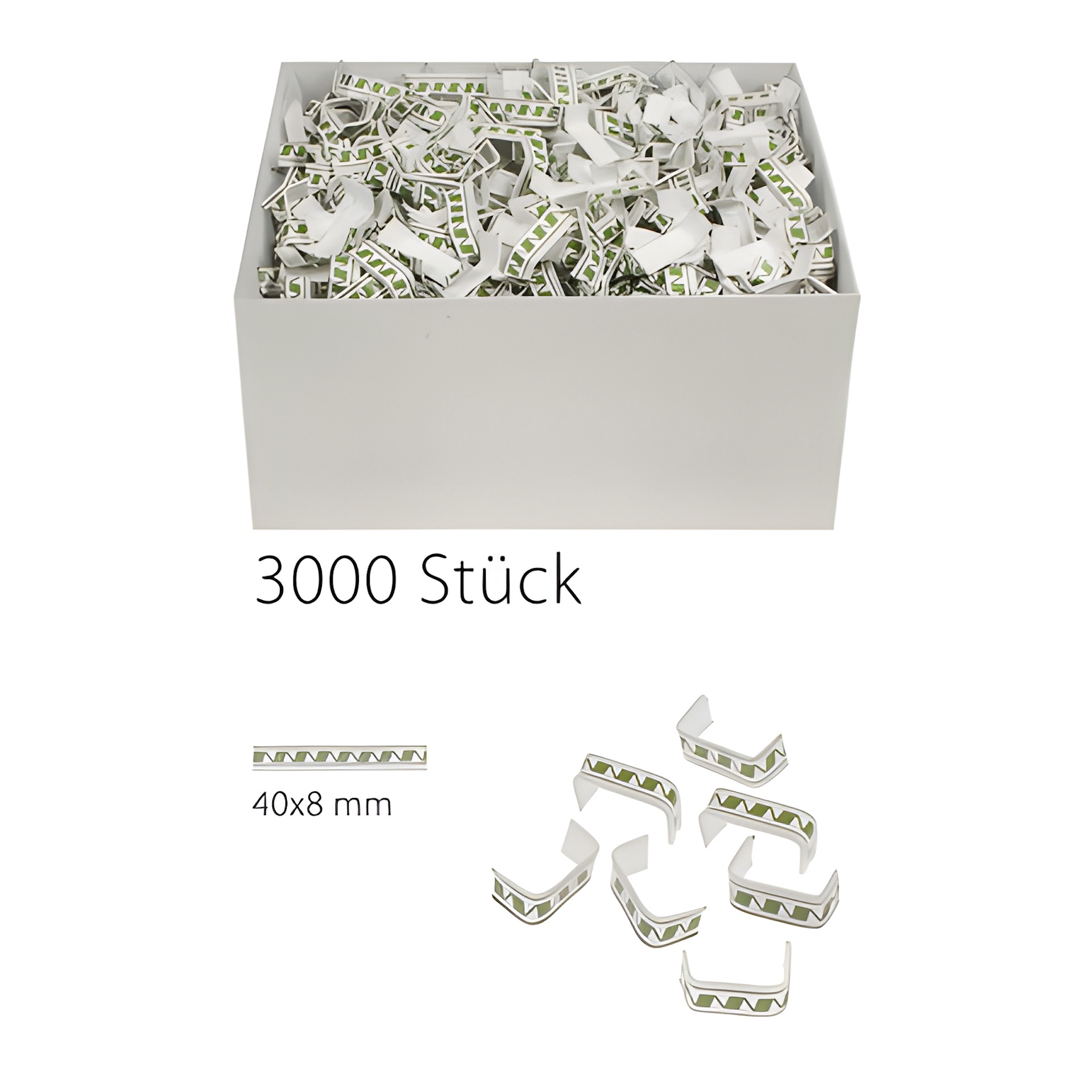U-Clips 40 x 8 mm grün-weiß, 3000 Stück