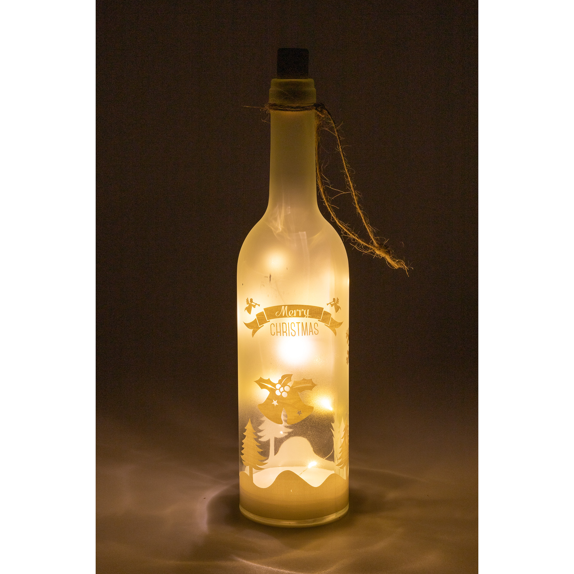 Deko-Flaschenlampe 'Rentierschlitten' 30 cm, 10 LEDs