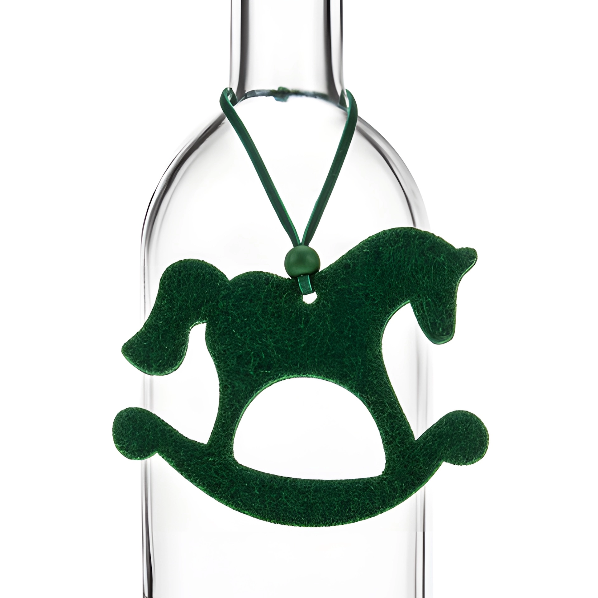 Filz-Anhänger 'Tanne, Stern, Schaukelpferd' grün, 12 Stück