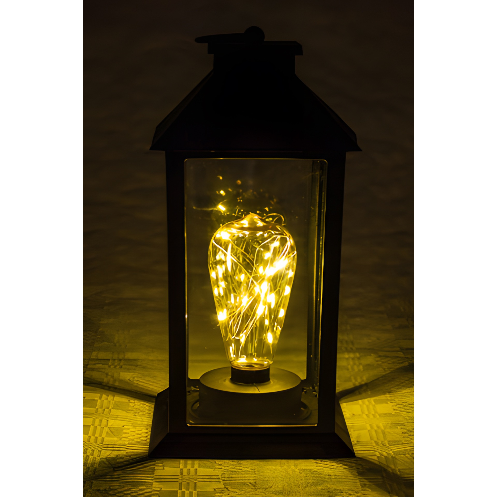 Deko-Laterne 'Glühbirne' 29 cm, 10 LEDs, schwarz